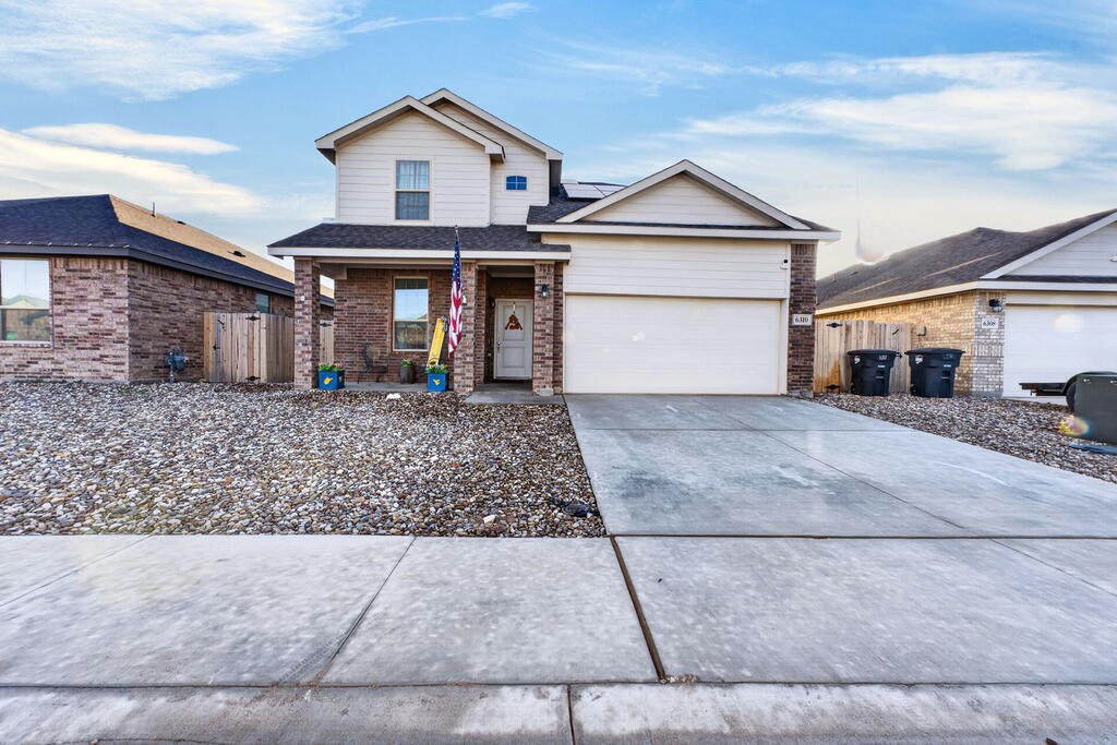Beautiful 2-year-old, 5-bed, 3.5-bath home with a dedicated office! The kitchen features white cabinetry, granite countertops, black hardware, and a large farmhouse sink with upgraded faucet. The secluded downstairs primary suite offers dual vanities, a spacious shower/tub, linen shelving, and a walk-in closet. Upstairs includes 4 bedrooms & 2 full baths. Spray foam insulation, added attic insulation, & solar panels help improve energy efficiency. Enjoy the backyard with a large above-ground pool, new pump, and playground! RO & Water Softener!