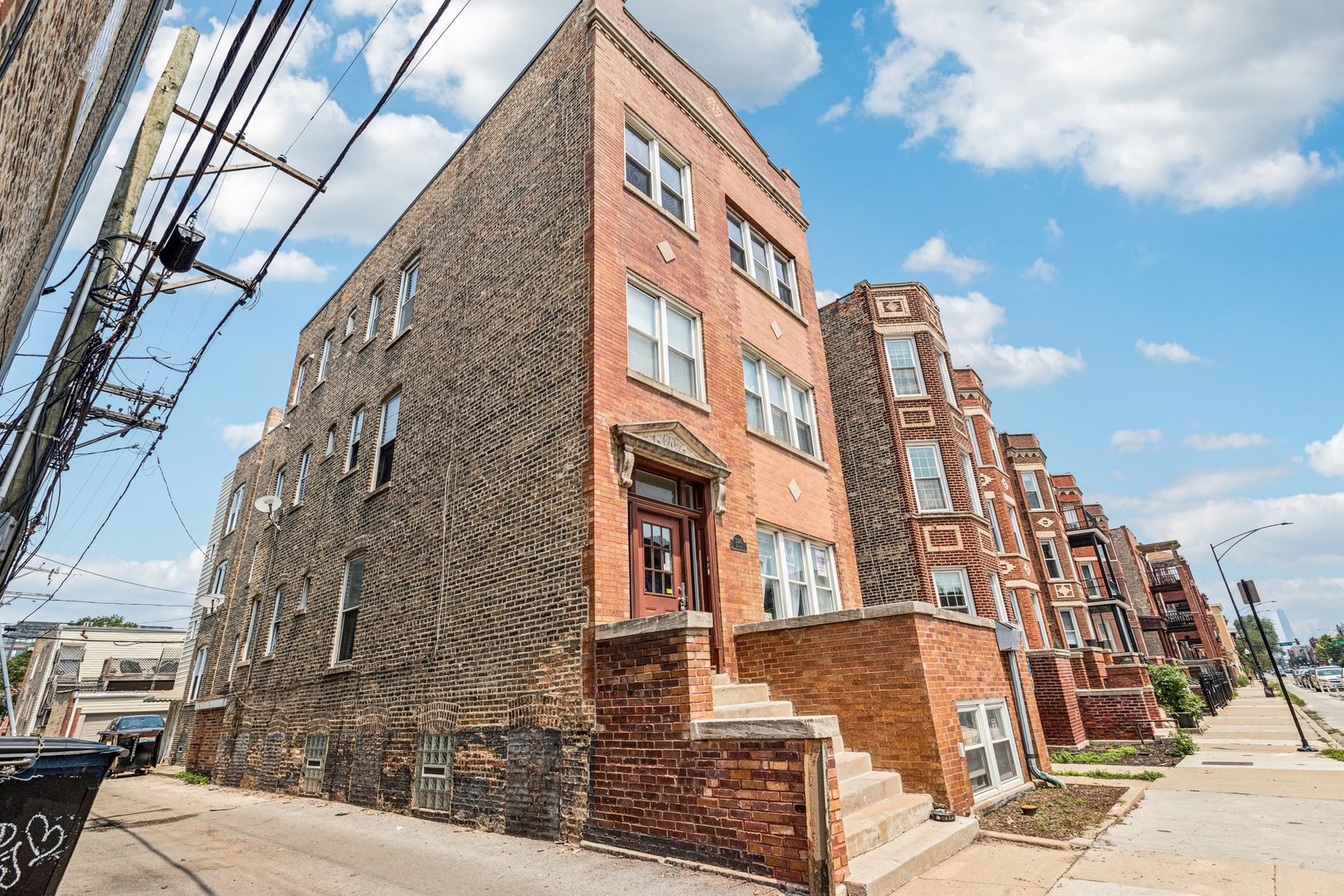 Sunfilled top floor 2 BD/1 BA condo in a charming solid brick six unit building offers 800 sq ft of character and modern comfort. The spacious eat-in kitchen features shaker style maple cabinetry, granite island, stainless steel appliances, and a convenient passthrough to the living area. Beautiful hardwood floors, exposed brick, rustic beams, ceiling fan and south facing windows flood the primary bedroom with light and lead into a second bedroom ideal for guests or as an office. In unit side-by-side washer/dryer, ample storage plus bonus basement storage room included. Shared offstreet parking (three spaces, first come, first served), pet friendly building (dogs/cats), low monthly HOA ($200). Fantastic location walking distance to Division Street dining/nightlife, CTA access, and all that Ukrainian Village/Wicker Park offers.
