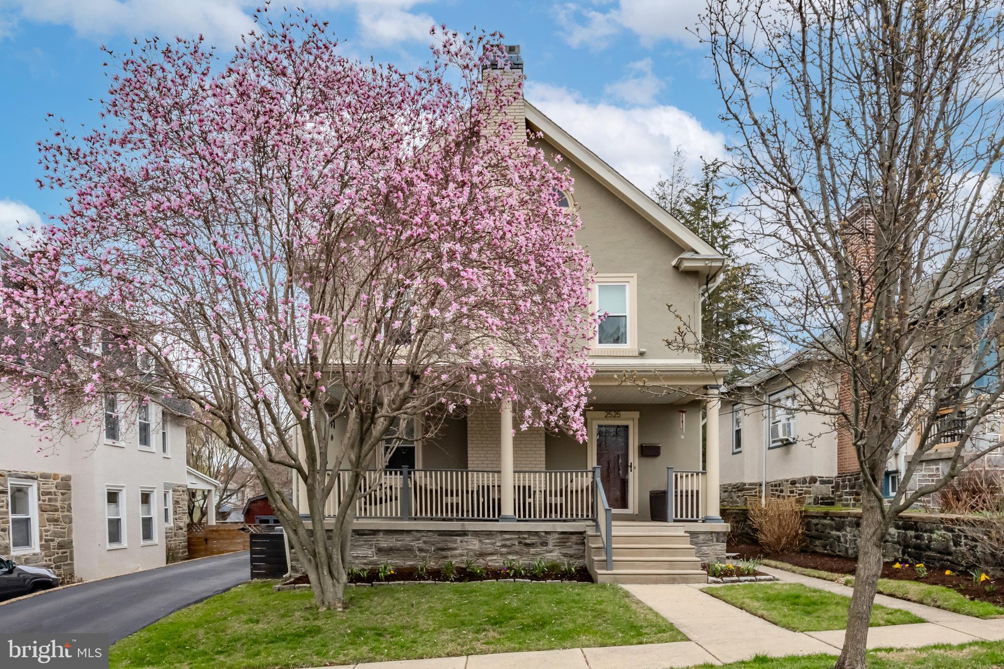 Filled with so much love, boasting tons of versatile square footage on 4 levels, 4 bedrooms, 2 full, 2 half baths and located in such a coveted pocket of Ardmore.  Welcome to 2525 Olcott Ave!  This one of a kind classic Victorian style home has been loved, updated and tremendously enhanced by its current owners, leaving you to simply unpack and start living.  As soon as you pull up, you’ll feel it.  The open front porch, the earthy color scheme of the home, the beautiful gardens, private drive and detached garage! The first floor of the home has a wonderful floorplan to include a huge living room with a wood burning fireplace, built-in bookshelves, recessed lighting and the original oak hardwood floors in beautiful condition.  The living room is large enough to be set up as 2 rooms if you’d like!  The powder room is perfectly tucked away off the hall, right next to the large coat closet.  The dining room is a beautiful space to host parties and holidays with its great natural light.  The kitchen has ample white shaker cabinets, a center island (that conveys with the home), updated appliances to include a stainless steel gas range and fridge.  Recessed lighting, tiled flooring and backsplash and a French door that leads out to the fenced in backyard.  Up on the 2nd floor you will find 3 bedrooms to include a beautiful primary with a renovated full bath with double vanity, walk-in shower and modern tile selections.  The hallway bath has Carrera tile and is nice and spacious.  Upstairs on the 3rd floor offers a huge wow!  This incredible space is large with open rafters, room for multi uses- the current owners use it as a large guest room and office space.  You can easily add another full bath up there if desired.  The details of the space make it feel so bright and open.  The lower level offers even more space and versatility.  The rec room space is great for movies and games, the wet bar is perfect for party set up and the laundry room couldn’t be better with its storage, shelving and wash tub sink!  There is a perfectly tucked away half bath in the lower level as well- making it another convenient space for guests if needed.  This home has been meticulously updated throughout both cosmetically and fundamentally.  High velocity AC, electrical updates, fencing, new baths, kitchen updates, hardscaping, full remodel of the lower level to include waterproofing, windows in much of the home, sanitary line to the street, stone pointing and the list goes on!  This home is a spectacular opportunity to own an Ardmore classic.  Set on a great block on a great lot.  Having a nice private drive and detached garage is priceless.  Take advantage of the incredible walk-to location.  Enjoy a couple minute walk to schools, parks, Carlino’s Market and much more.  This is a home you'll love forever.