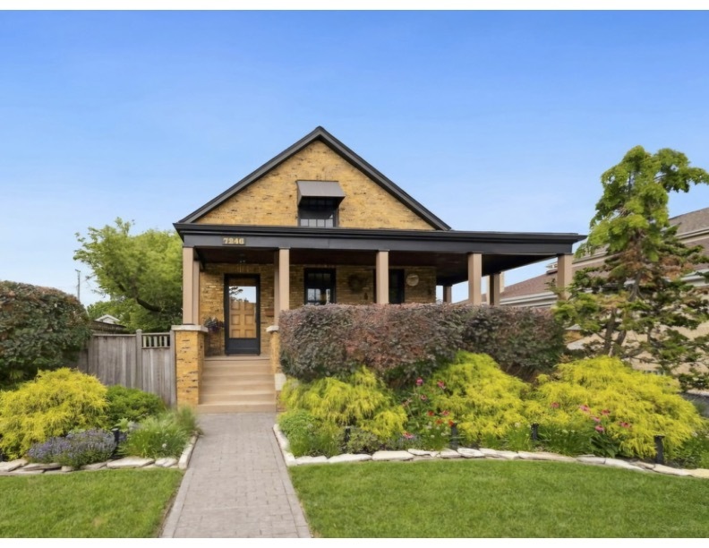 Welcome to this 3 bedroom, 1.5 bath home in highly sought after Edison Park on a double lot.  The curb appeal shines in this Meticulous unique English Tutor Fushion home with georgous brickwork.  Thoughtfully designed frontyard landscapping hugs the wraparound front porch.  The very spacoius living room has a gas burning fireplace with a dining area.  Sunny office space on the first level.  Hardwood floors are thruout the lower level, double staircase.   Comfortable good size family room or formal dining room off of the Eat-in kitchen with an island, lots of cabinets plus a large pantry.  Stainless Steel appliances, Piedra Cardoza granite countertops.  Double level deck off the kitchen, beautiful backyard.  Convenient 1st floor laundry.     Wait till you see the Spa like Steam Shower bath with brand new shower doors and a TV so you can check with weather & traffic while getting ready for work.  Terrific also for just relaxing after a hard day.    Brand new upstairs carpeting provides quieting comfort.  Brand new tear off roof  October 2024.  High quality 3 year old Marvin wood windows thruout, exterior clad.  Newly sealed asphalt driveway, 2 car garage.  Unfinished dry basement has plenty of space for storage and craft/workshop areas.  Great location close to shopping, transportation, dining & Parks.  Pride of long time ownership shows in every detail in this move-in-ready home.