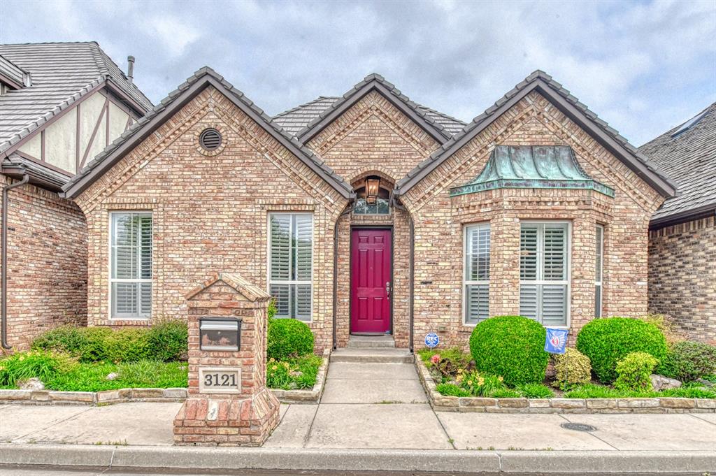 This charming, custom cottage has it all including one-level living!!  Seven closets, huge master walk-in & tons of storage, concrete floors, built-in desks, and two skylights. Granite vanities and wooden shutters throughout.  Davinci roof & HVAC 2022; water heater 2026.  Utility conveniently off the kitchen with a large pantry. Electric Fireplace. Carpet in LR, Master & 2nd bedroom.  Fresh paint throughout! Clean as a whistle and easy to show, uncluttered and maintained with care.   This single-story floorplan won't last long!    The master is just off the garage in the rear of the home.  This is a freestanding home in an exclusive community styled after Cotswold England.