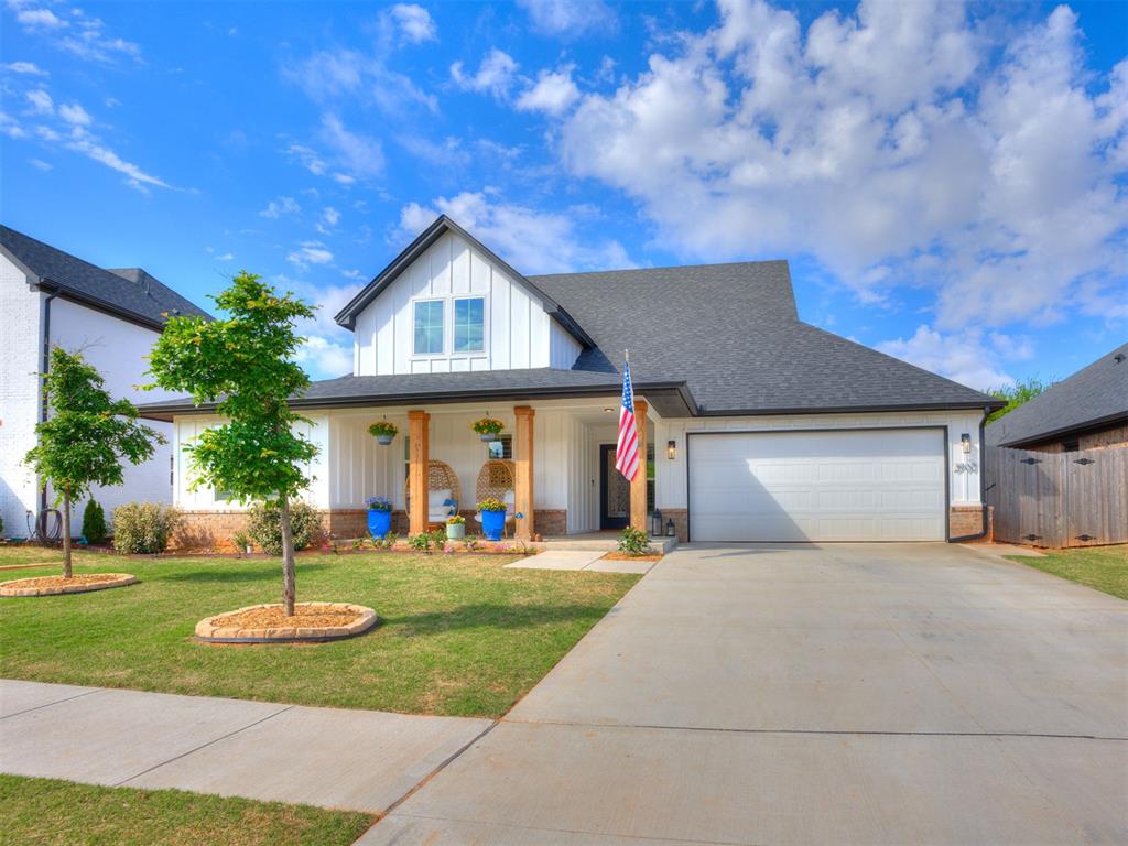 This beautifully designed 3-bedroom plus study home truly has it all, combining style, comfort, and functionality in one exceptional package. The living room is an absolute showstopper, featuring a dramatic cathedral ceiling, a stunning fireplace, and a wall of windows that flood the space with natural light. Elegant hardwood flooring flows throughout the home, with tile reserved only for the bathrooms and utility areas. The chef’s kitchen is a dream, complete with quartz countertops, a farmhouse sink, built-in appliances, a double oven, and soft-close drawers and cabinets that add a touch of luxury. The thoughtfully designed split floor plan offers privacy, with a spacious primary suite that includes a walk-through closet, a spa-like bathroom featuring a 5-foot shower with corner bench, and a freestanding soaking tub. The suite also provides convenient direct access to the utility room and mudroom. Step outside to a large covered patio overlooking one of the most private backyards in the neighborhood, backing to a peaceful greenbelt and a natural tree line that offers exceptional privacy with no neighbors behind you. Located in Red Canyon Ranch, residents enjoy scenic views, rolling hills, a neighborhood playground, and tranquil walking trails that highlight Norman’s natural beauty. All of this is just minutes from the University of Oklahoma and easy access to I-35, making this home the perfect blend of luxury and convenience.