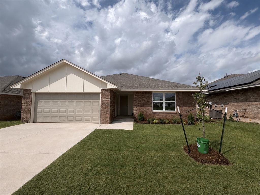Located just off 89th and Eastern with easy access to I-240 and I-35, this home offers a convenient commute to Tinker Air Force Base, the University of Oklahoma, and Will Rogers Airport, all within 15 to 22 minutes, and is only 3 minutes from the nearest school. One of our largest floor plans, this beautifully designed new construction features four sides of brick and blends space, style, and flexibility with a thoughtfully crafted open-concept layout. The spacious living area flows seamlessly into the kitchen and dining space, ideal for everyday living and entertaining. The kitchen offers modern finishes, abundant cabinet storage, quality appliances, and a large center island that serves as the heart of the home. The oversized primary suite is privately situated and includes a generous closet and a well-appointed en suite bath, while the secondary bedrooms are comfortably sized and positioned for both privacy and convenience. Premium upgrades rarely found in nearby new builds include a pre-piered foundation designed for Oklahoma soil, tornado safety straps, Class 3 impact-rated shingles, Uponor PEX plumbing, and a Navien tankless water heater, all built for durability, safety, and lower long-term costs, backed by a 10-year structural and foundation warranty.