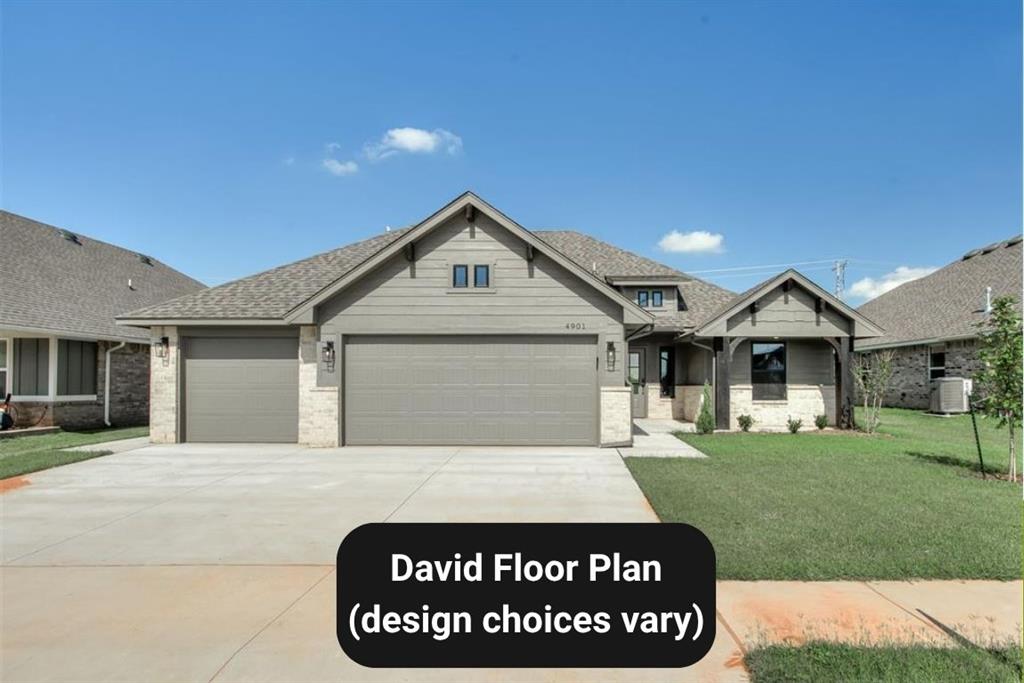 Ask about our incentives! Welcome to this beautiful new construction spec home by The Builder's Collective, located in the desirable community of The Preserve in Edmond, OK. This thoughtfully designed traditional layout offers a spacious living space, featuring three bedrooms, two bathrooms, and a dedicated study. The heart of the home boasts a grand living room with a vaulted ceiling and an electric fireplace, perfectly positioned alongside an open kitchen, dining area, and a functional mud bench & a 3 car garage. Schedule your private tour today!