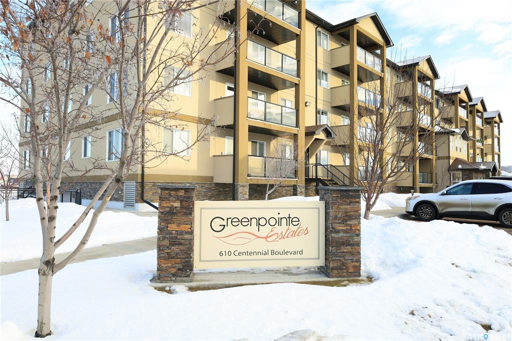 Very well kept clean and bright 1161 Sq Ft corner unit condo with 2 bedrooms and 2 full baths ready for quick possession.  This is in the highly desirable Greenpoint condo complex in Warman near walking trails and situated close to most amenities.  The unit features a heated underground parking stall with a storage unit as well.  Inside the condo you will be impressed with the fantastic condition of the unit.  It has a maple kitchen, lots of closets all with custom shelving and organizers, a balcony off the dining area and its own laundry room.  Don't miss your chance as  these units are in high demand.  All offers will be presented Jan 21 at 7:30pm.  Check out the 360 virtual tour for a better sense of the layout