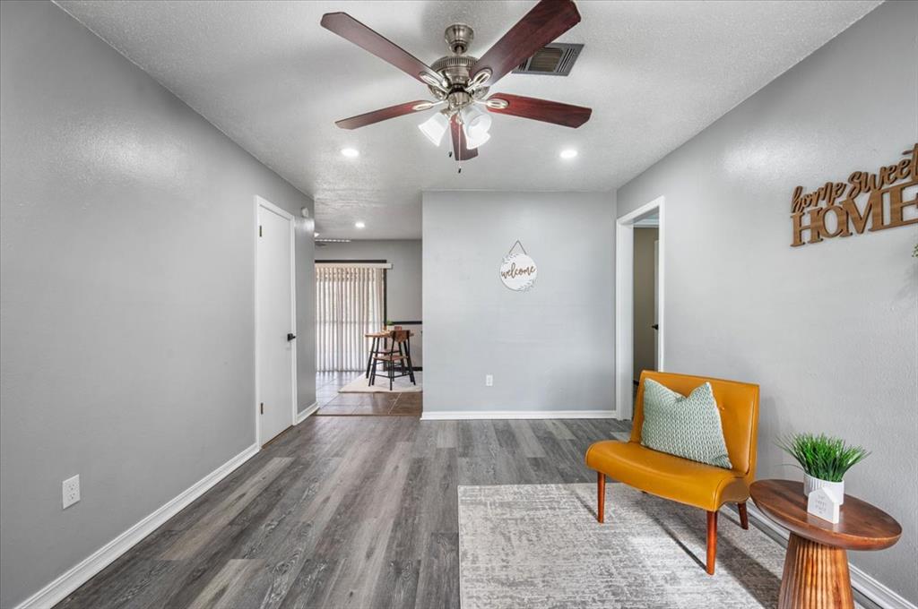 This single-family home in Moore, Oklahoma offers a four-bedroom layout with a remodeled full bathroom featuring a tub/shower combination. The interior includes an updated kitchen with quartz countertops and painted cabinets, providing a clean, modern feel and functional workspace.One bedroom offers flexible use options, ideal for a home office, guest room, or additional living space. The home also features a large backyard, creating opportunities for outdoor entertaining, recreation, or future enhancements.Conveniently located near Interstate 35, this property provides easy highway access, short commute times, and close proximity to restaurants, retail, and everyday amenities. Situated in an established Moore neighborhood, the home combines practical updates, functional space, and location convenience.An excellent opportunity for buyers seeking a move-in ready home, updated interior finishes, and access to major transportation routes in the Moore area.