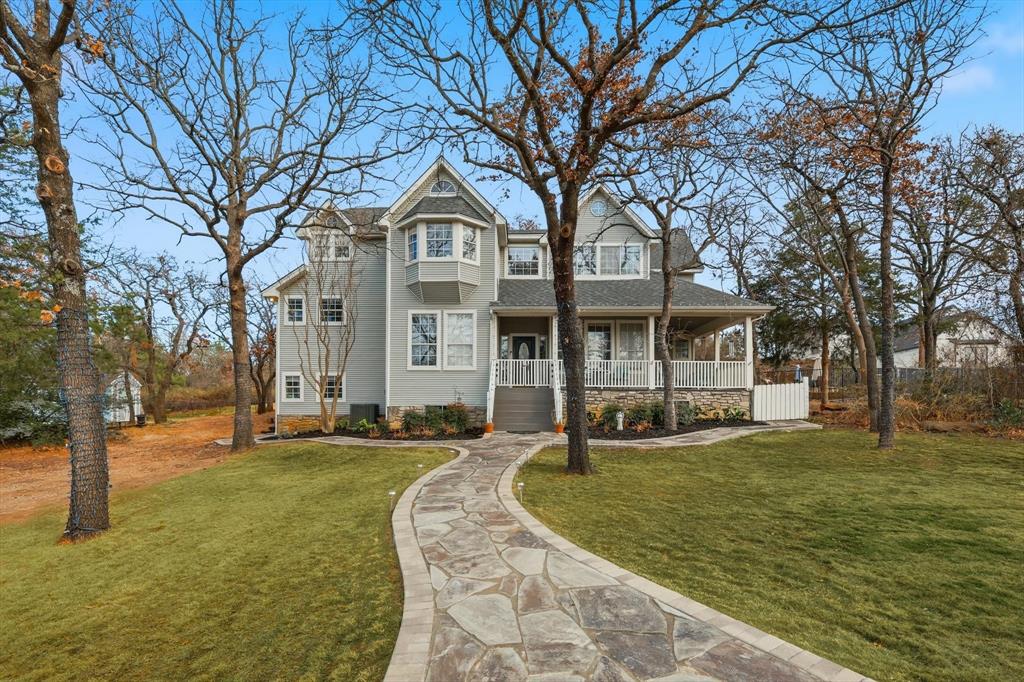 Tucked away on nearly an acre at 1606 Treehouse Lane North, this inviting retreat offers privacy, space, and a peaceful escape from the hustle and bustle. An expansive front porch sets the tone, welcoming you into a home designed for both everyday living and entertaining. Inside, the heart of the home unfolds with a spacious dining room, updated kitchen, comfortable living room, and a dedicated home office—perfect for today’s flexible lifestyles. The primary suite is thoughtfully positioned halfway up the stairs and features abundant storage and a beautifully updated bathroom with brand-new tile flooring, tiled shower and bathtub surround, updated counters, and fresh paint. Upstairs, you’ll find three additional bedrooms—one with its own en suite bath, while the other two share a well-appointed bathroom. The true showstopper is the basement—yes, a basement in Texas! With its own private entrance, this versatile space is currently used as a home office and offers endless possibilities. The space provides ample room for a gym, game room, additional office space, or even a podcast studio in the soundproof room. Step outside and soak in nature at its finest. The backyard is a summer dream, complete with a pool and deck area that your family and friends will love—ideal for relaxing, entertaining, and making lasting memories. This is a rare opportunity to enjoy space, functionality, and tranquility all in one exceptional home.