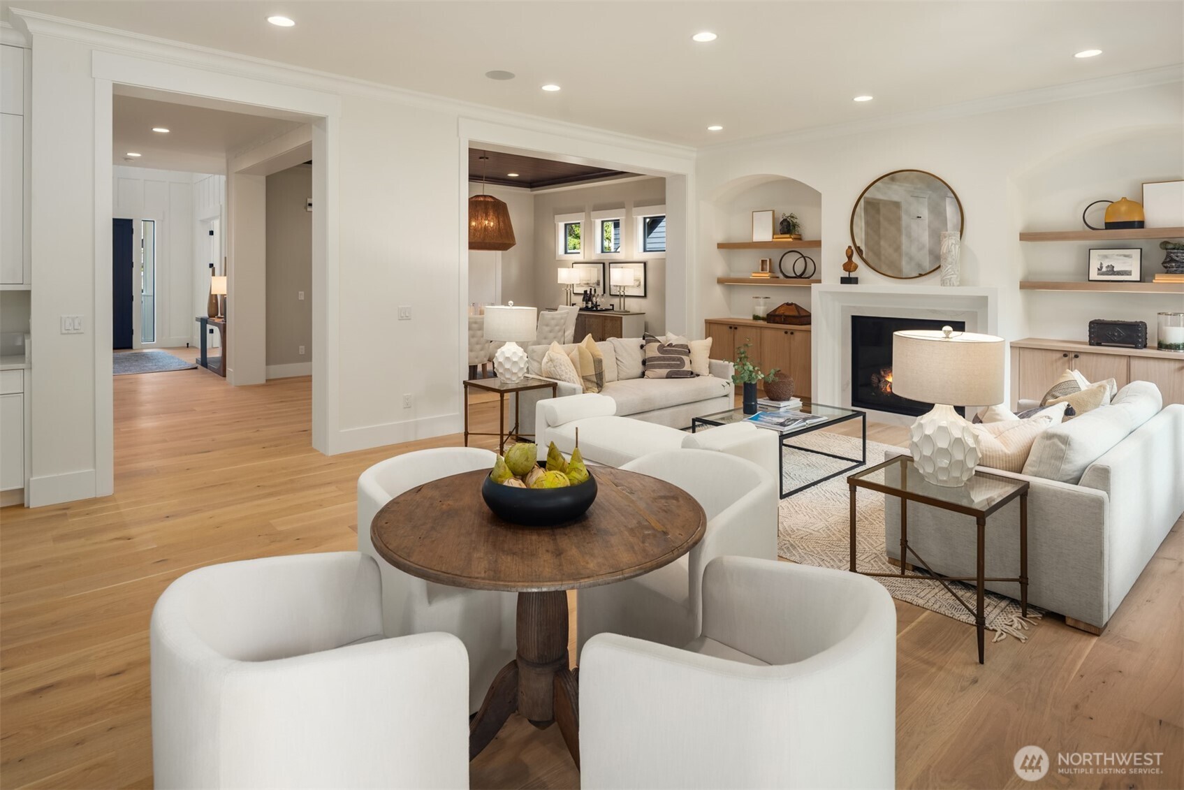 Bright, open-concept space with vaulted ceilings.