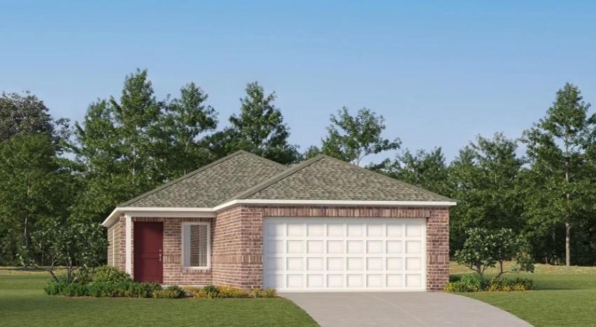 This single-level home showcases a spacious open floorplan shared between the kitchen, dining area and family room for easy entertaining during gatherings. An owner’s suite enjoys a private location in a rear corner of the home, complemented by an en-suite bathroom and walk-in closet. There are two secondary bedrooms along the side of the home, which are comfortable spaces for household members and overnight guests. Prices, dimensions and features may vary and are subject to change. Photos are for illustrative purposes only.