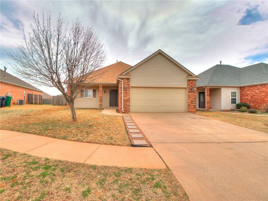 Welcome home to this charming 3-bedroom, 2-bath home in Liberty Trails, offering a spacious floor plan, an oversized backyard, and a convenient location near Tinker Air Force Base. The large living room flows seamlessly into the kitchen, creating an open and inviting space ideal for everyday living and entertaining. The kitchen offers plenty of workspace along with a convenient breakfast bar for casual dining. The primary suite provides a private retreat with an attached bath featuring double sinks and a generous walk-in closet. Two additional bedrooms and a second full bath complete the comfortable and functional floor plan.   Luxury wood style flooring through main areas of the home.  Seller offering $1000 carpet allowance for bedrooms.Outside, the exceptionally spacious backyard offers plenty of possibilities for entertaining, gardening, pets, play, or creating your own outdoor oasis. A covered back patio provides a great spot for grilling, relaxing, and enjoying Oklahoma evenings. Additional features include an attached 2-car garage and a storm shelter for added peace of mind. The community also offers a playground and picnic pavilion area for residents to enjoy. Located less than a mile from I-240 with quick and easy access to Tinker AFB, shopping, dining, and everyday conveniences, this home combines space, comfort, and a convenient location. With its great lot, inviting layout, and desirable features, this property is ready to welcome its next owner.