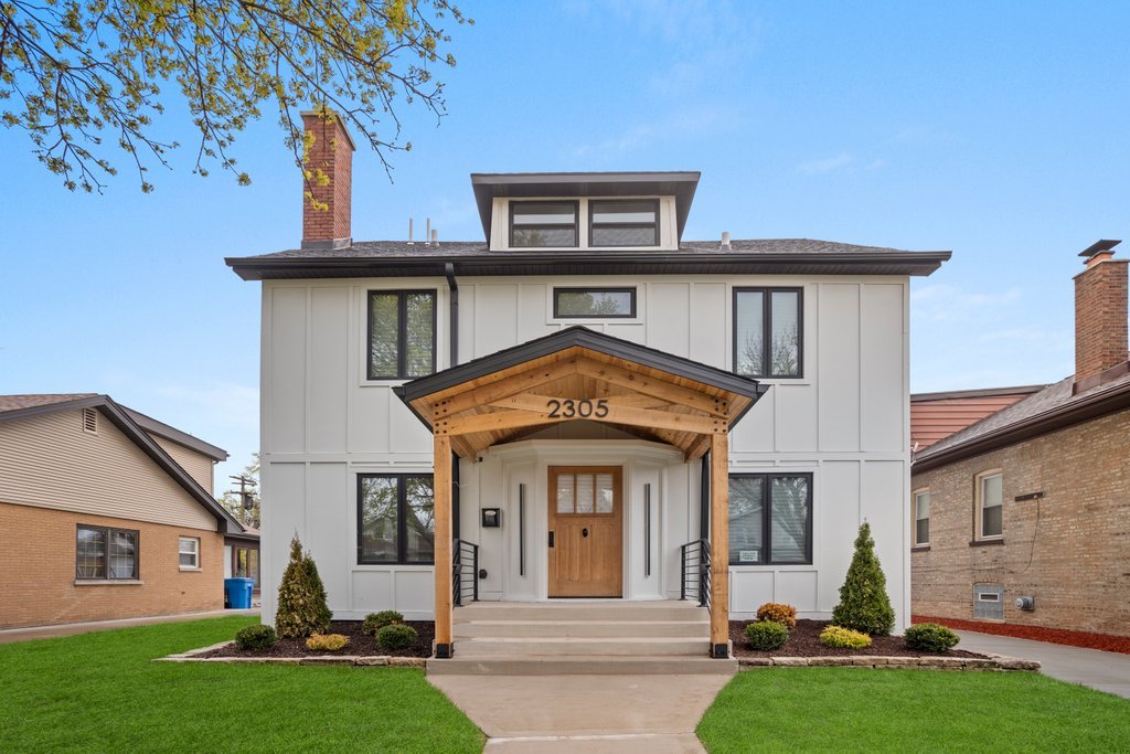 Welcome to this one-of-a-kind, completely rebuilt modern farmhouse in the heart of Morgan Park! This stunning 4-bedroom, 4.5-bathroom home with a private office perfectly blends timeless charm with contemporary luxury, thoughtfully designed to fit today's lifestyle.  From the moment you arrive, the curb appeal is unmatched. The exterior boasts durable James Hardie board siding, cedar wood columns on the inviting covered front porch, brand-new landscaping, and a wide concrete driveway that leads to an oversized 2.5-car garage.  Step inside to an open-concept floor plan filled with natural light, showcasing beautiful custom white oak hardwood floors throughout the main level. The gourmet kitchen is an entertainer's dream, featuring granite countertops, a large breakfast island, soft-close cabinetry, stainless steel appliances, and a sleek tile backsplash. Just off the kitchen, the dining and living areas flow seamlessly together, with a cozy wood-burning fireplace adding both warmth and character.  The main floor also includes a versatile living space that can serve as a sitting room or formal area, along with a private living room area. Upstairs, you'll find generously sized bedrooms and a thoughtfully designed layout. The luxurious primary suite offers high ceilings, a private balcony deck, a spacious walk-in closet, and a spa-like bathroom with a walk-in shower and modern vanity. While the remaining bedrooms share well-appointed full bathrooms. An additional office space upstairs provides the perfect private retreat for work or study.  The fully finished basement offers even more living space, expands even further family room or recreation area, an extra bedroom, a full bathroom, and a laundry area with washer and dryer. Additional highlights include two separate HVAC units for optimal comfort, a deep driveway, and a large backyard-perfect for entertaining, gardening, or hosting family gatherings. This home has been completely rebuilt from top to bottom and is move-in ready. Schedule your private showing today-you won't be disappointed!