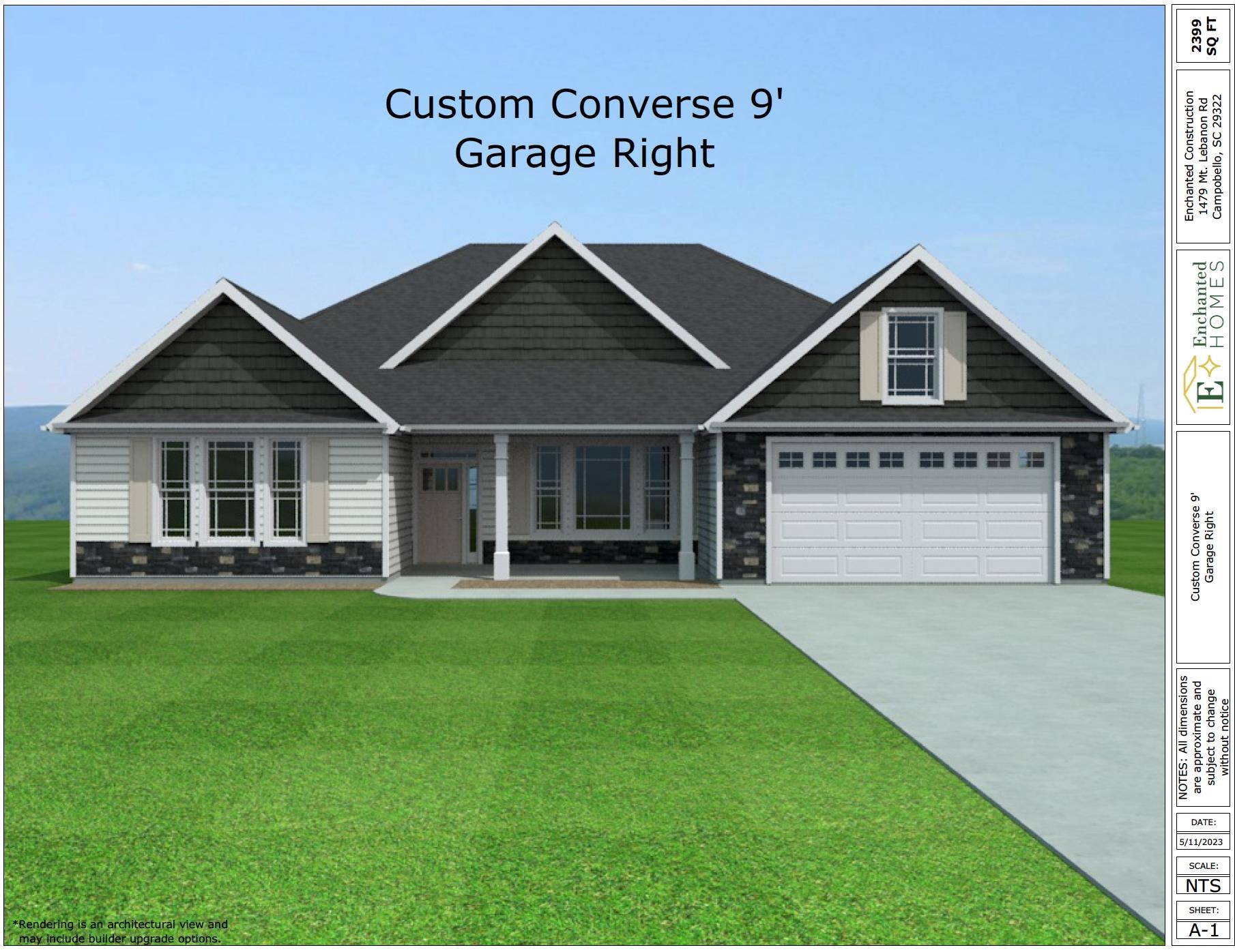 The CONVERSE floor plan is an open concept home featuring 3 bedrooms, 2.5 bathrooms, office/study! Walk-in pantry, and large kitchen with extended cabinets, island and nook. Quartz counters throughout. Standard features in this home include fiber cement and stone exterior, architectural shingles, 11-foot ceilings in LR & Kitchen, crown molding with rope lighting in the primary bedroom and living room. Large, tiled shower with accent in the primary bathroom, covered back patio and more! Preferred lender & attorney closing cost incentives!!! Lot 23. Call today to make color selections!