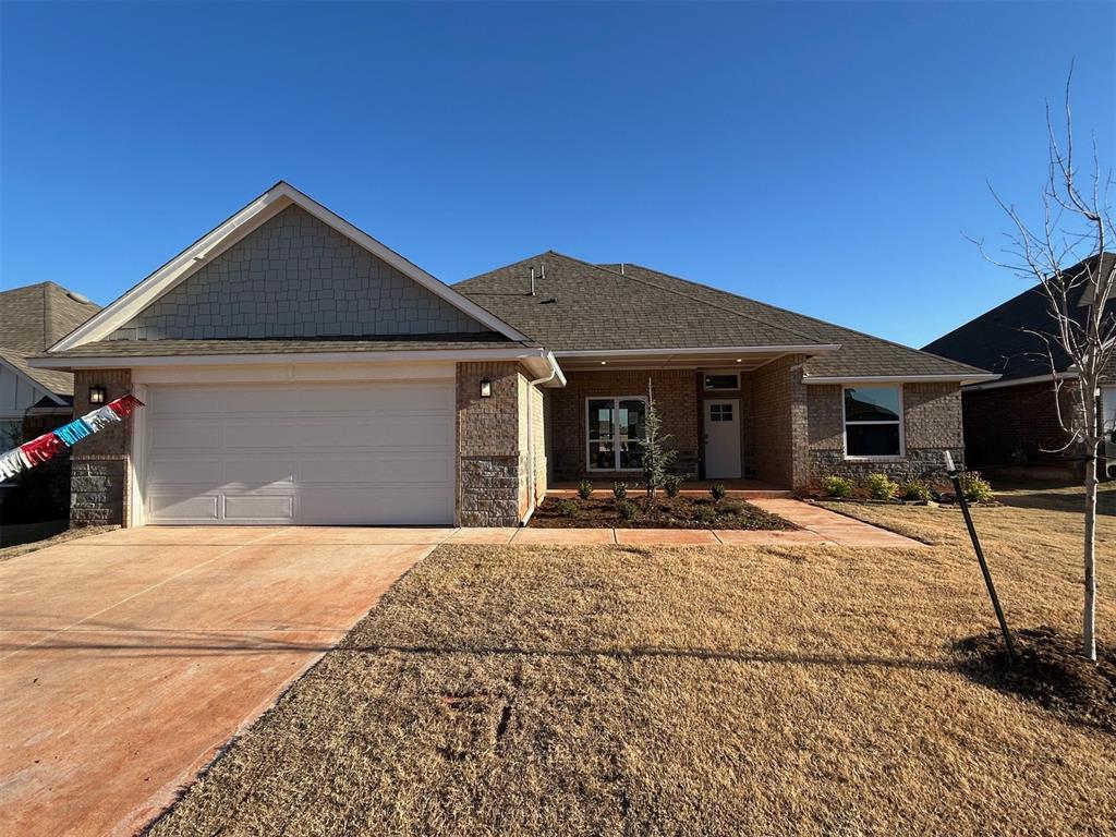 This beautiful home has a welcoming open layout with tons of standard features. The attractive entry way has warm wood tile that runs throughout all of the main areas of the home. The living room is large and features a wonderful wood and stone fireplace. The kitchen is loaded with a huge island, farm sink, thick quartz tops, decorative wood vent hood, stainless steel Samsung built-in appliances, custom cabinets, under cabinet lighting and much more! The primary bedroom is spacious with an ensuite that comes with a large walk in tiled shower, long two sink raised vanity, garden tub and big closet. Both spare bedrooms are a nice size and you will love the study with it's sliding wood door. Fence is included on this private cul de sac homesite. Neighborhood amenities include a large playground, pool and clubhouse with fitness center and gathering hall!