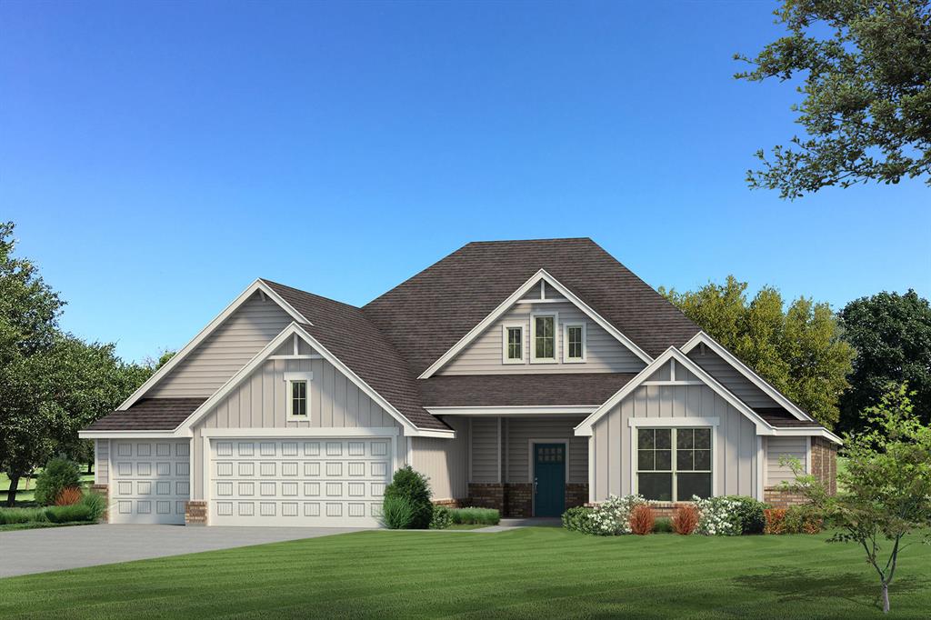 This Smith floor plan includes 3,515 Sq Ft of total living space, which includes 3,000 Sq Ft of indoor living space and 515 Sq Ft of outdoor living space. There is also a 640 Sq Ft, three-car garage with carriage doors and an in-ground storm shelter installed. This one-story luxurious home offers 5 bedrooms, 3 full bathrooms, 2 covered patios, a powder room, a large mudroom, and a utility room featuring a utility sink. The great room features a luxurious 3-panel sliding door, a ceiling fan, a center stacked stone surround gas fireplace, Cat6 wiring, rocker switches throughout, wood-look tile, and an exquisite cathedral ceiling with a crows feet detail that extends from the living room to the kitchen. The 5-star kitchen supports a large center island with a trash can pullout, stellar pendant lighting, 3 CM countertops, stainless steel appliances, including double ovens and a 5-burner cooktop, well-crafted custom cabinets to the ceiling, and lovely tile backsplash. The prime suite includes a sloped ceiling detail, windows, our cozy carpet finish, and a ceiling fan. The spa-like prime bath is attached and holds separate vanities with framed mirrors, a large European walk-in shower, a free-standing tub, a private water closet, tile flooring, and a huge walk-in closet. Outdoor living has a corner wood-burning fireplace, a gas line, and a TV hookup. Other amenities include a tankless water heater, an air filtration system, a fresh air ventilation system, double glazed vinyl low E windows, R-44 insulation, and MORE!
