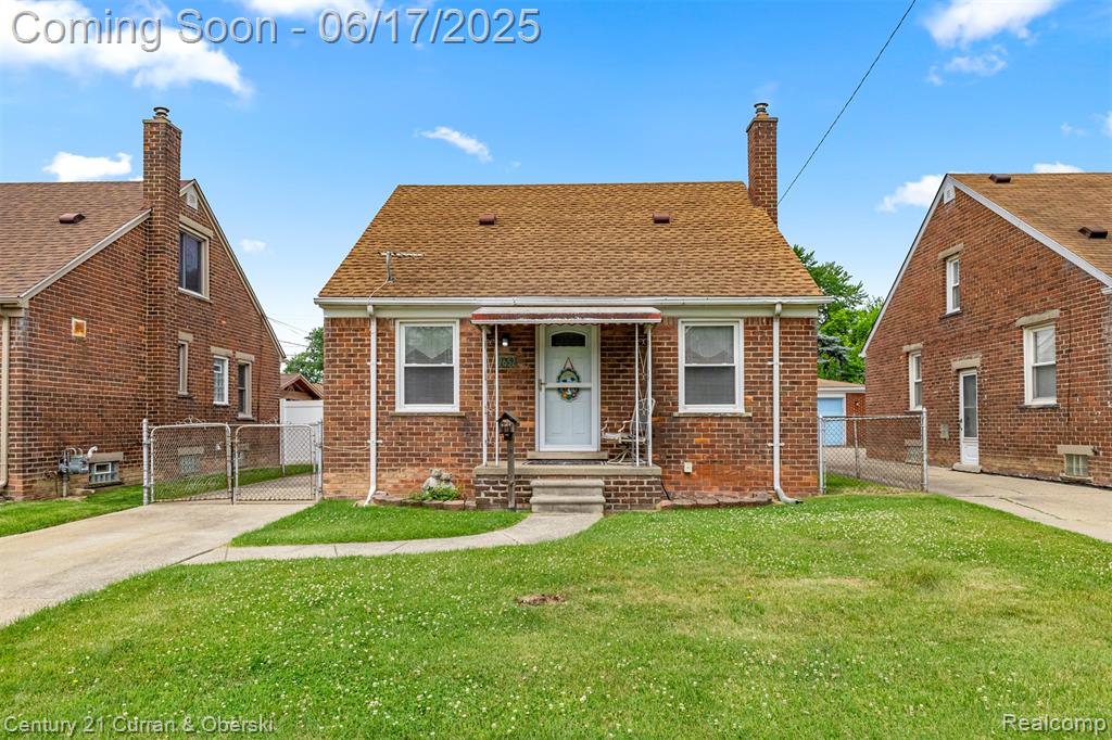 Spotless 3 Bedroom Brick Bungalow located in a Prime Allen Park neighborhood (Airport Park sub). This lovely home has been very well maintained. Updates include: all newer windows, exterior doors, and new kitchen vinyl flooring. There are hardwood floors under the carpet in the living room, dining room, 2-bedrooms on the main floor, and the hallway. This home has a forced air furnace and central air, and an updated electrical service panel. Tastefully painted throughout. Sale includes the washer, dryer, and kitchen refrigerator. Immediate occupancy and the seller may possibly leave some personal possessions. Easy lockbox showings. There is also a solid 1 car concrete block and brick detached garage in the backyard. Seller providing a 1 year American Home Shield home warranty.