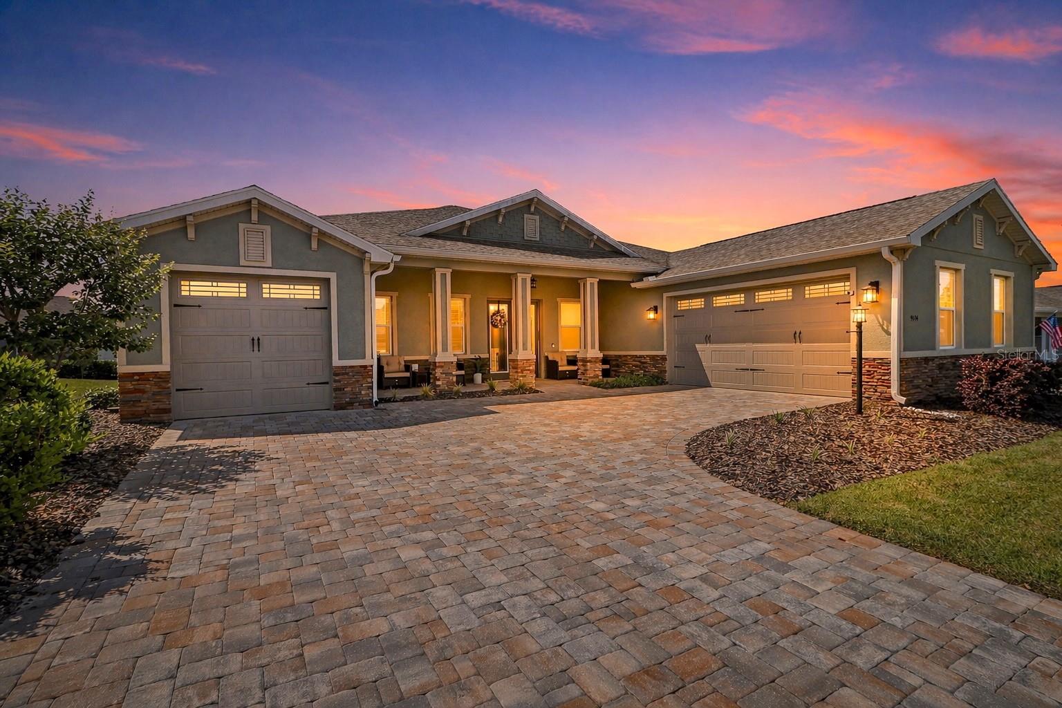 Fully Turnkey. Four years owned, only four months lived in — This is not just a furnished home. This is a fully functional life, handed to you on arrival— You walk in, you live. That is the entire proposition. Every room is staged with high-end furniture, fully equipped kitchen, with cookware, linens, cleaning supplies, soap, shampoo, even toothbrushes, the kind of detail that takes months to accumulate — The home commands attention—Soaring Tray Ceilings — Oversized Windows with Shutters throughout (2023)— $40,000 Builder Upgrade Ceramic Tiled Floors throughout—Roof (2022)— HVAC (2022)—  Gutters with Guards (2024)— Smart Home with SimpliSafe Security System (2023)— Two sets of French Doors — Chef's Kitchen with Commercial-Grade Cooktop—Vented Hood with built-in warming functionality—Double Wall Oven— Refrigerator with Integrated Display (2023) —Granite Countertops— a Large Island and a Walk-in Pantry — Large Primary Suite with —Dual Walk-in Closets—  En Suite Spa-style Bath with —Dual Vanities—Floor-to-Ceiling Tiled Shower with Built-in Bench. Secondary bedrooms follow the same standard—spacious and well-appointed. The office features a Murphy bed/desk, offering flexibility for guests or workspace. — Oversized Garage plus a separate Golf Cart Garage —Golf Cart available for Sale! —The Furnished Screened Lanai is designed for entertaining —Fire Pit Table— Movable Bar. Even the front porch is furnished. —And—A One-Year Home Warranty is also included, providing an extra layer of peace of mind alongside the home’s exceptional condition and minimal use. —Located within one of Central Florida’s most celebrated 55+ gated, resort-style communities—featuring golf, clubhouse, fitness center, trails, pickleball, tennis, pools, dog park, dining, and a full social calendar that needs its own calendar. Golf-cart access to groceries, dining, and nearby amenities— Ideal for full-time living or a low-maintenance seasonal retreat— A true move-in-ready home with exceptional value in convenience, scale, and lifestyle.