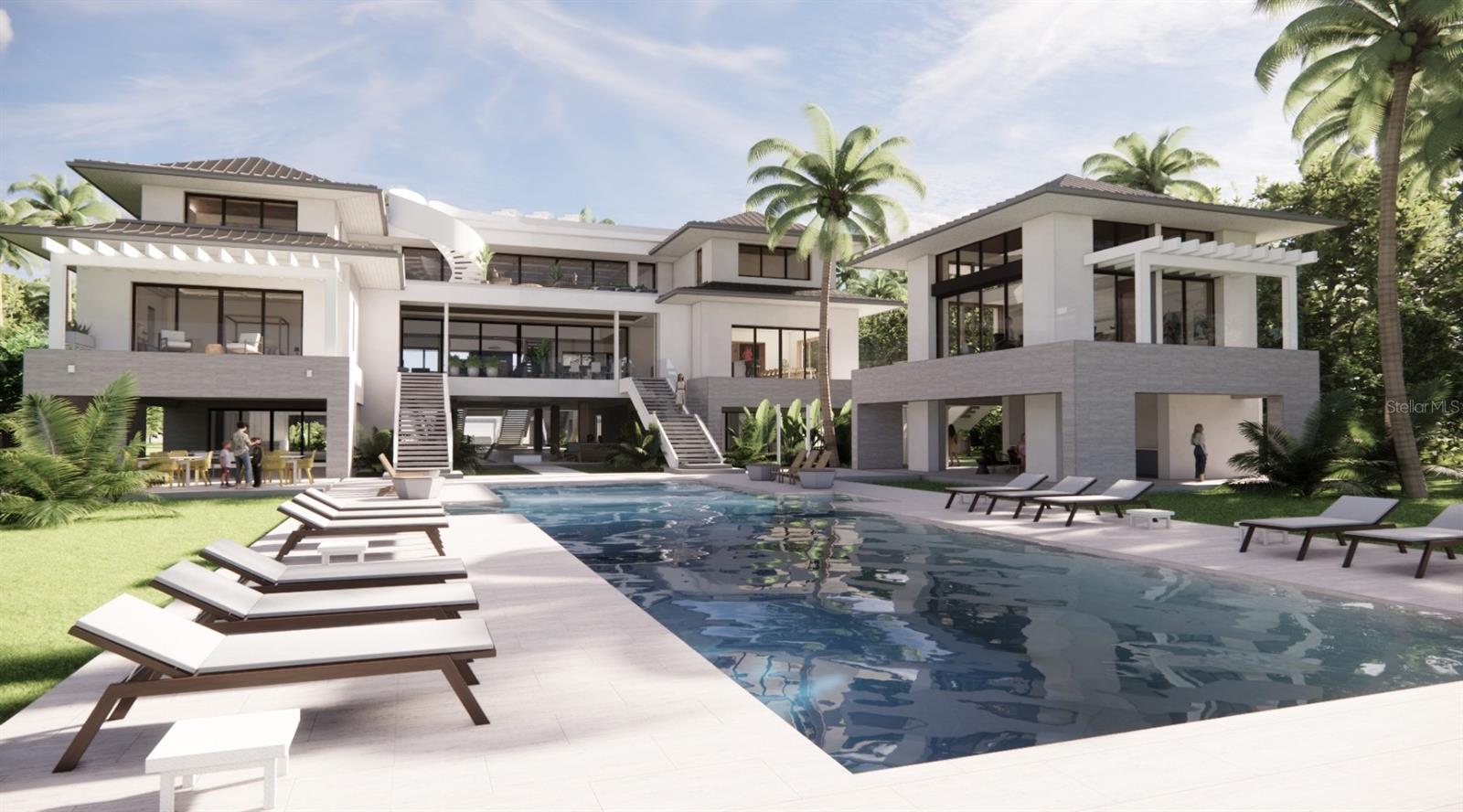 Under Construction. AUCTION: Bidder registration deadline: 5 November.Rising on nearly two private Gulf-front acres, this visionary estate is poised to become one of the most architecturally significant residences conceived on Longboat Key. Designed by internationally acclaimed Sweet Sparkman Architecture & Interiors, the sculptural home pairs bold modern form with coastal sensitivity, framing uninterrupted Gulf views from a dramatic foyer, open great room, and sweeping terraces. Dual kitchens, a temperature-controlled wine cellar, dedicated space for a private cinema, and rooftop deck elevate daily living and grand-scale entertaining, while a guest house and pool house extend privacy and flexibility. Lush resort-style grounds unfold to a shimmering pool and spa. Offered at a pivotal stage of construction, the estate presents a rare chance to shape an enduring Gulf-front legacy.