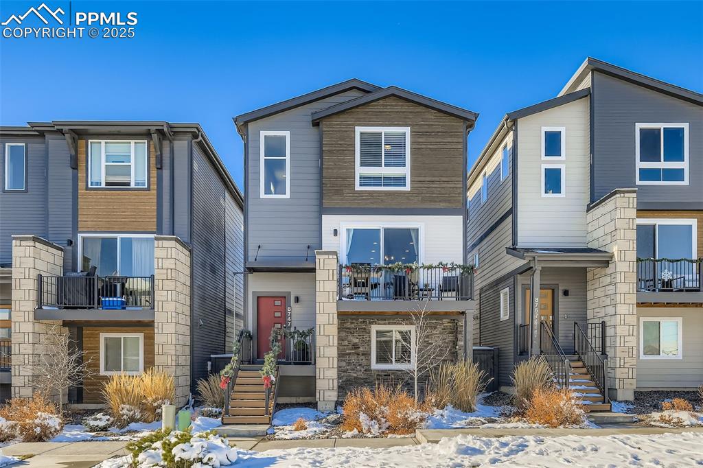 Experience modern comfort in this impeccably maintained 3-bedroom, 4-bathroom home in the coveted Midtown at Wolf Ranch Community. Built in 2021, this welcoming residence offers 1,988 sq ft of thoughtfully designed living space. The beautifully updated kitchen features stylish finishes and flows effortlessly into the main living areas. The spacious primary bedroom provides a relaxing retreat, while both upstairs bedrooms enjoy the luxury of private en-suite bathrooms - an exceptional convenience for guest or multi-generational living. Enjoy mountain views, a finished 2-car garage, and the comfort of central air conditioning.This turn-key home is also a standout investment opportunity with rentals permitted. Residents enjoy access to a private community pool, recreation center, and miles of walking trails, all within a low maintenance lifestyle that defines Wolf Ranch living.