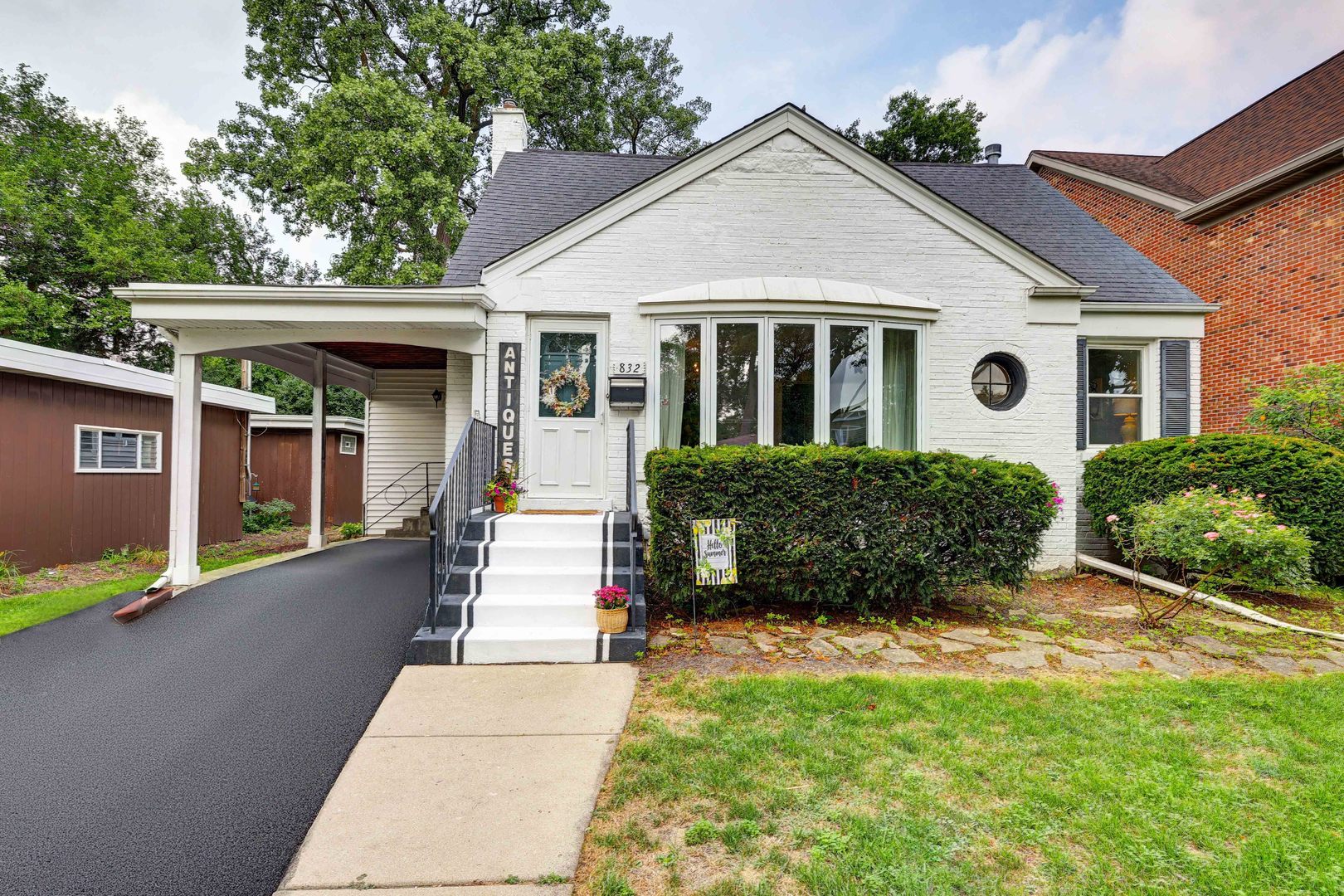 Step into storybook charm in this beautifully maintained 3-bedroom, 2-bath Park Ridge cottage, perfectly set on a quiet, tree-lined street. The inviting white brick exterior welcomes you inside to sun-filled spaces and timeless character. Enjoy the convenience of a first-floor primary bedroom and full bath, a spacious living room with bay window, dining room with wall-to-wall built-ins, and gleaming hardwood floors. The kitchen features cherry cabinetry, a pantry with roll out shelves, 2024 new stove, and an airy breakfast nook with three walls of windows overlooking the lush backyard. An additional room on first floor can be used as a library, family room, den. Upstairs offers two bedrooms, a cozy loft with built-in bench seating, and a walk-in closet. The full, dry English basement provides abundant storage and endless possibilities for a rec room, workshop, or home gym. Great big open yard to play or garden. Just blocks to Carpenter School, Maine Park, Wildwood Nature Center, 2 blks to Dee Rd. Metra, and the Oakton Sports Complex. Move in and enjoy a home filled with character, light, and warmth - all in a location you'll love.
