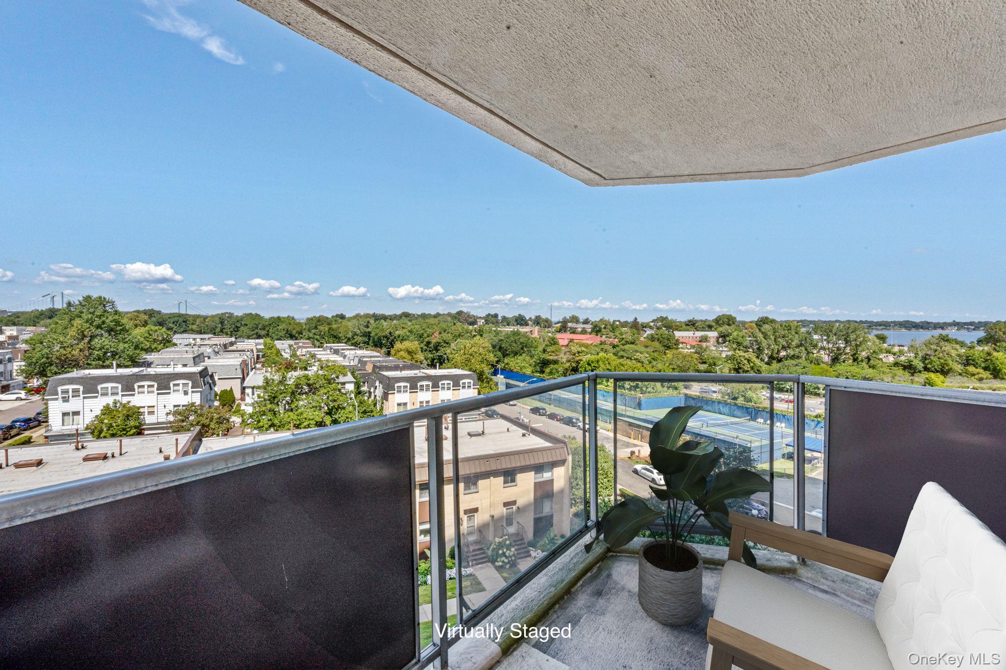 Welcome to this spacious, dog-friendly one-bedroom mid-size apartment, boasting a private terrace with a bridge and partial water view. Situated in the highly sought-after Americana at the Towers of Waters Edge, this prime Bayside location offers an array of unrivaled amenities and conveniences. Step inside to a bright and airy living room and an open dining area, perfect for entertaining or relaxing. The spacious bedroom provides a peaceful retreat with ample closet space. From the moment you enter, you'll be captivated by the elegance and comfort of this well-maintained home. Every aspect of your lifestyle is catered to, featuring a 24-hour doorman, on-site parking, a salon, dry cleaning services, a convenience store, a fitness center, an outdoor heated pool, and tennis courts. Commuting is a breeze with the express bus to NYC and local bus services to the Long Island Rail Road (LIRR) and Flushing conveniently close by. Immerse yourself in the Americana's ultimate blend of sophistication, comfort, and convenience.