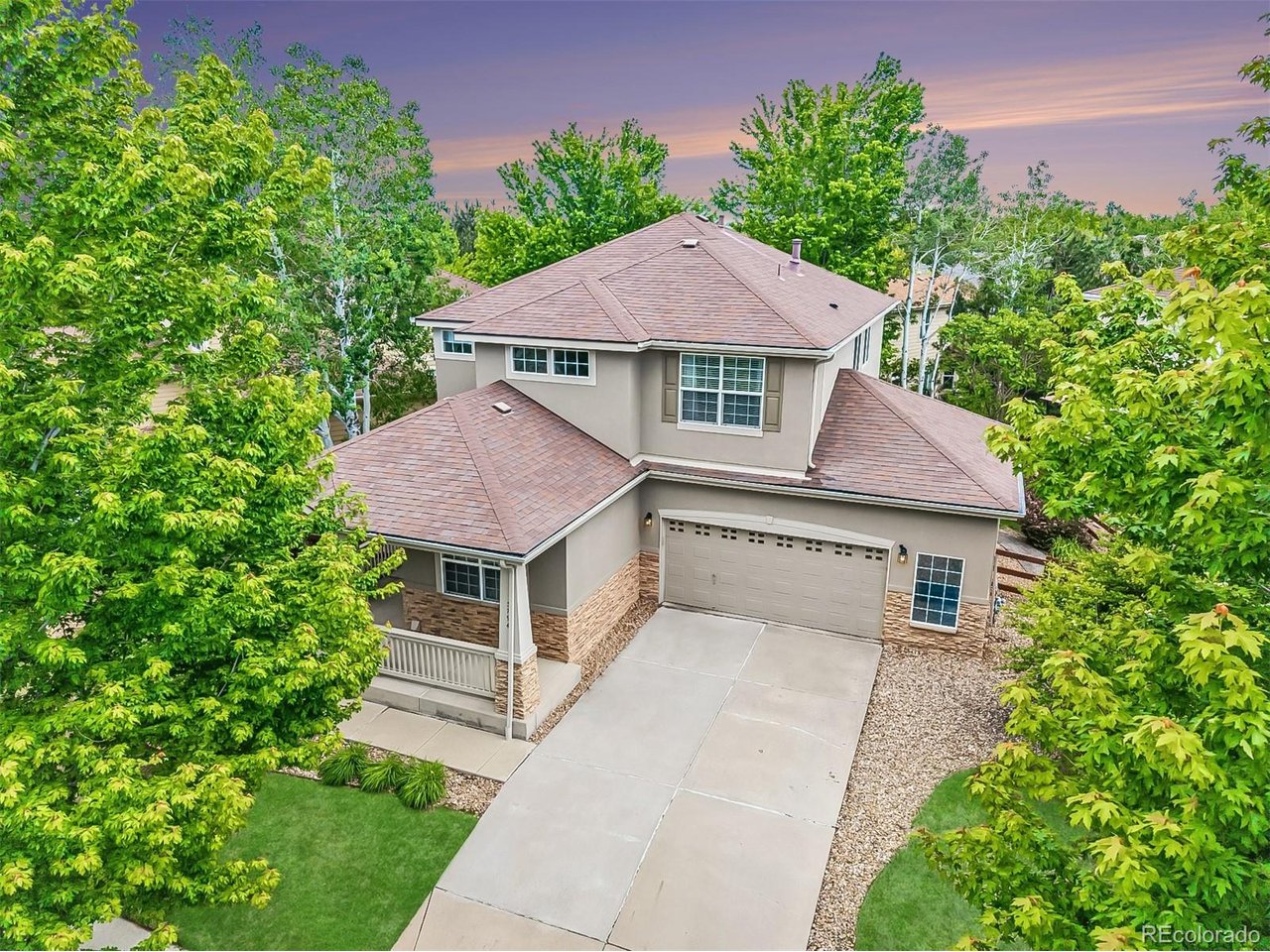 Must see listing in the popular Redleaf neighborhood in the heart of Broomfield!  This stunning two story home offers 2252 finished square feet, 4 bedrooms,  3 bathrooms + an expansive unfinished basement with high ceilings and 4 large egress windows for endless potential. The charming covered front porch invites you into this beautifully designed home highlighted by gleaming hardwood floors and dramatic soaring ceilings! Wonderful natural light makes this home have an open and airy feeling!  French doors to your home office or den. Spacious dining room offers ample space for family gatherings, entertaining guests and special occasions. Large eat-in kitchen with granite countertops, tumbled travertine backsplash, gas stove and a center island for additional seating! Added bonus is the Butler pantry for extra counter & cabinet space! Open floor plan with neutral colors throughout. The family room has built-in shelving, surround sound & a cozy gas fireplace! All 4 bedrooms are on the upper level!  Generous primary bedroom with en-suite bathroom including double sinks, walk-in closet and a soaking tub! The laundry room is conveniently located on the upper level along with a loft perfect for work-out or game area. Two car oversized garage with a service door to the side yard and the garage is wired for EV charging. The professionally landscaped backyard features a well designed stamped concrete patio, perfect for summer barbeques and outdoor enjoyment! The basements wide-open space presents amazing opportunity for adding additional bedrooms, baths, large family room, rec area or fitness space. This superb location and vibrant community is minutes away from playgrounds, walking trails, multiple parks, Broomfield Commons and Paul Derda Recreational Center. Perfectly positioned between Denver and Boulder, this home provides convenient access to everything Colorado has to offer. This is Colorado living at its finest!  Make this incredible home yours today!