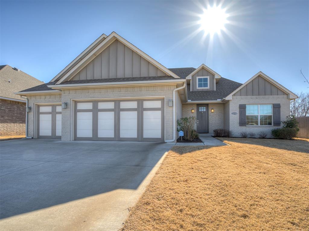 Built just six years ago, this beautifully maintained home combines modern style with everyday comfort. Inside, you’ll find wood-look tile floors that flow through the open layout, creating a warm and inviting atmosphere. The split floorplan offers privacy and functionality, perfect for families or guests. The heart of the home is the beautiful kitchen, featuring quartz countertops, stainless steel appliances, and ample storage—ideal for entertaining or quiet nights in. In the primary suite you'll find a beautiful soaking tub, a separate shower, and an amply sized walk-in closet.  The fourth bedroom could serve as an office with the built-in desk, or as the fourth bedroom.  Step outside to enjoy a covered back porch and an extended concrete patio, perfect for relaxing or hosting get-togethers. The 3-car garage includes a storm shelter built into the floor, offering peace of mind during Oklahoma’s storm season.  Located in a highly desirable community, this home offers both comfort and convenience—modern living at its best!
