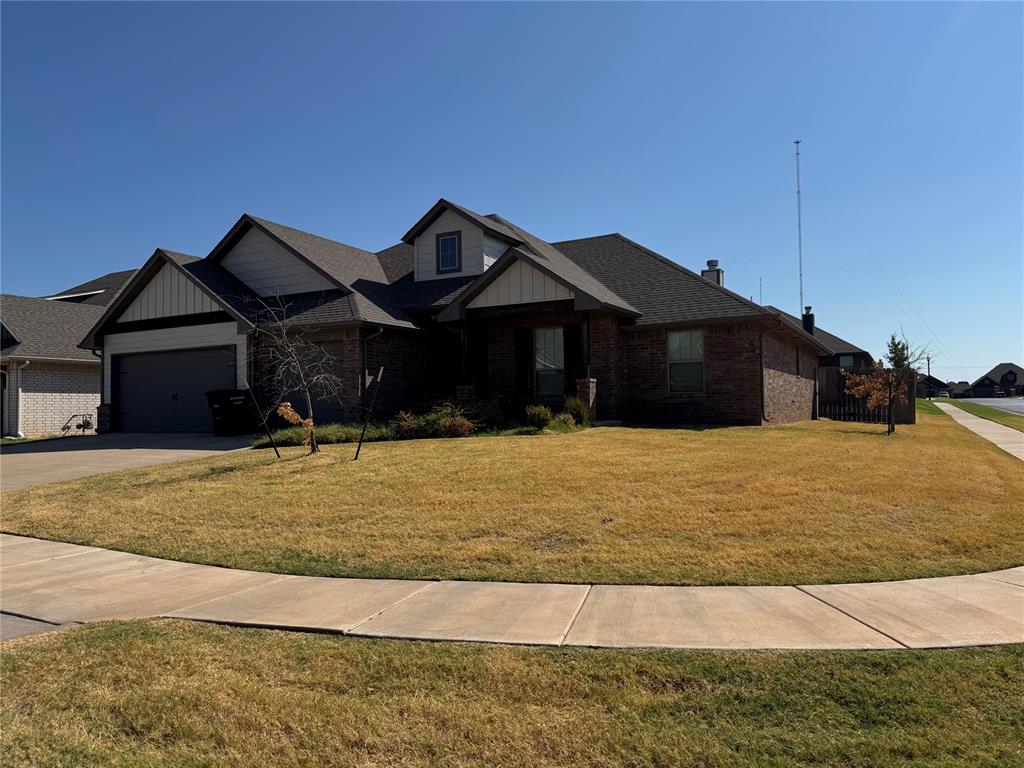 Property is subject to Short Sale approval!  This beautiful 4 bedroom 2 bathroom home offers a wonderful blend of style, comfort  and functionality in a desirable Moore location. With approximately 1,900 square feet of living space, this home provides plenty of room for everyday living, entertaining, and making memories. Step inside to an inviting open-concept layout featuring a spacious living area that flows seamlessly into the Kitchen and Dining space.  The Kitchen offers a large center island, abundant cabinetry and counter space, stainless steel appliances, a decorative backsplash, and a convenient pantry--making it the perfect gathering spot for family and friends. The spacious primary suite offers a peaceful retreat with a beautiful ceiling detail and well-appointed ensuite bathroom featuring dual vanities, a large walk in shower, whirlpool tub, and generous closet.  The closet conveniently connects to the laundry room for added functionality. Three additional bedrooms provide flexibility for family, guests, a home office, or hobbies.  The home's thoughtful floor plan is designed to maximize both comfort and convenience. Home also features wood-look tile flooring, a tankless water heater, whole-home air purification system, energy-efficient insulation and a storm shelter for added peace of mind. Outdoor space includes a great covered patio with gas hookup and fully fenced yard. Located in Moore with convenient access to shopping, dining, schools, and major highways, this home is ready to welcome its next owners. This one is a SHORT SALE and is being sold AS IS. Buyer will need to be patient while offer gets lender approval.