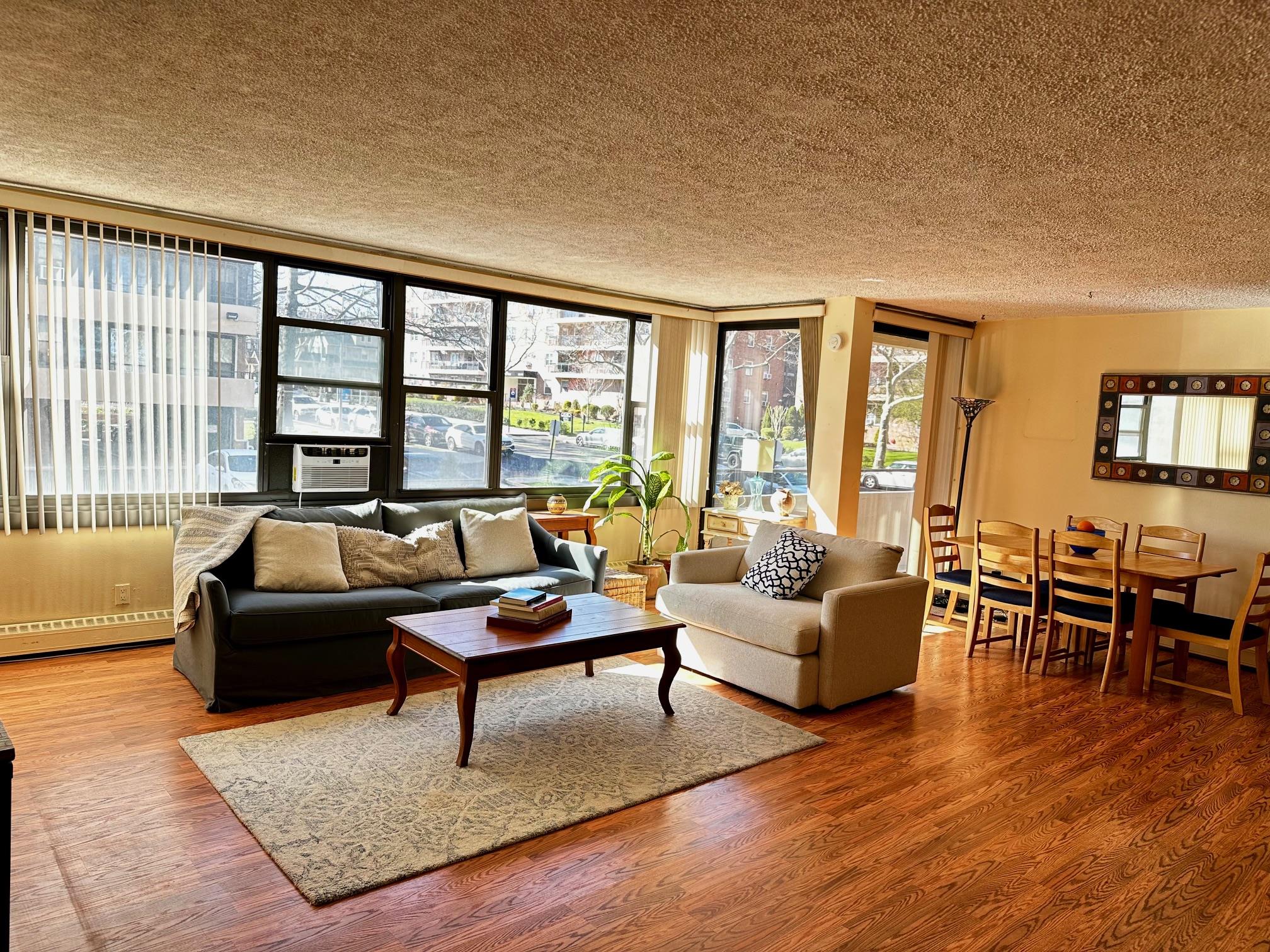 Welcome to this charming 2 bedroom, 1 bath co-op located in the desirable Le Havre on the Water community in Beechhurst, Queens.  This sun-drenched unit offers a perfect blend of comfort and convenience making an ideal choice for your next home.  The open-concept layout provides a seamless flow between the living and dining spaces, with large windows bringing in ample natural light. Enjoy your morning coffee or unwind after a long day on your private balcony.  Ideally located near public transportation, providing access to Manhattan or other parts of Queens. Assessment for 49 months $144.90. Cable $90 includes internet. Parking 10k/year or $60/month. Transfer fee $1 per share. Unit has 644 shares.