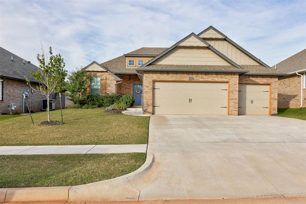 Enjoy the feel of a nearly new home without the new construction price tag! Located in Edmond Schools, this beautifully maintained 4-bedroom, 2.5-bath home is packed with thoughtful upgrades and stylish finishes. The open living, kitchen, and dining areas feature gorgeous wood-look tile flooring, while the kitchen impresses with double ovens, cabinetry extending up to the ceiling, and a spacious walk-in pantry. CAT6 wiring throughout the home adds modern convenience. The primary suite is a true retreat, featuring a beautiful walk-in shower, soaking tub, and TWO walk-in closets! Outside, the covered patio and outdoor fireplace create the perfect setting for relaxing evenings or entertaining guests. A three-car garage with an oversized storm shelter adds even more functionality and peace of mind. With all the appeal of new construction and so many desirable features already in place, this home is one you won't want to miss!