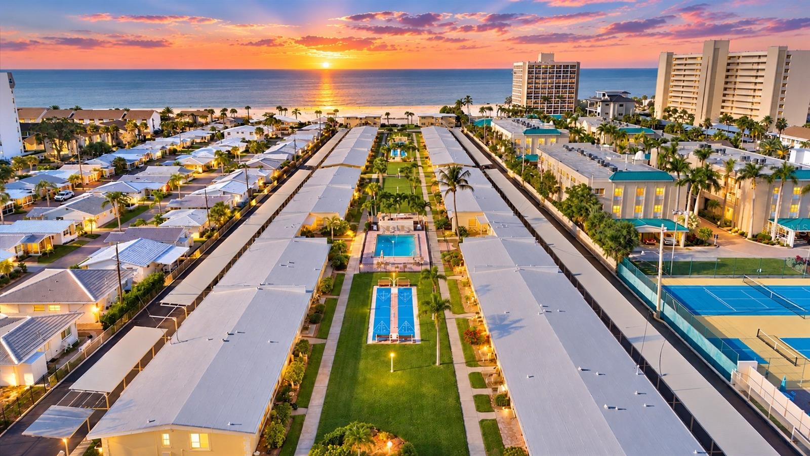 Your opportunity to own on Siesta Key at an exceptional value with nearly 200 feet of deeded beach frontage!  The lowest-priced condo on Siesta Key, this charming TURN KEY, 1-bedroom, 1-bath plus two additional sleeper sofas at Casa Mar has been refreshed by new owners including some new plumbing in the bathroom and offers an incredible opportunity for an island retreat, seasonal escape or income-producing vacation rental.  The possibilities are endless!  Walk to Siesta Key’s world-famous white quartz sand beaches and the turquoise waters of the Gulf of Mexico, this beachside condo offers 600 sq. ft condo of interior living, 108 sq. ft. of screened-in lanai, AND a brand new outdoor paver patio that is being completed as we speak which will be so cute set up as an outdoor seating area!  Inside, vintage island character meets relaxed coastal living with freshly painted vaulted wood-beamed ceilings, timeless terrazzo flooring, abundant natural light, and an open living area flowing seamlessly to the screened lanai, an ideal spot for morning coffee or unwinding after a day at the beach. The kitchen features solid-surface countertops, eat-in dining area and opens to the main living space, while the spacious bedroom offers ample storage including built-in closet cabinetry.  The bathroom includes a walk-in shower. Recent improvements include a new A/C in 2025, new building roof in 2024, water heater in 2021, and partial impact windows. An assigned covered carport is located directly outside your ground floor private entrance, making everyday access effortless with no stairs to navigate. Casa Mar delivers the Siesta Key lifestyle buyers dream of with private deeded beach frontage, two covered beach pavilions, two community pools, tennis and pickleball, basketball, clubhouse, four BBQ grilling areas with picnic tables, and community laundry facilities. The condo fee includes cable TV, internet, water/sewer, building insurance, and grounds maintenance. Even better, the Siesta Key Breeze Trolley stops right at the Casa Mar entrance on Midnight Pass Rd, offering convenient transportation around the island whether you’re enjoying a night on the town in the village or Turtle Beach on the south end. Whether looking for an affordable slice of Siesta Key to call your own, a lock-and-leave beach getaway that can also serve as both a vacation home and an income generating vacation rental, this is one you won't want to miss.  Siesta Key Beach! Exceptional amenities!  Weekly rentals!  AND the lowest-priced condo on Siesta Key, this is your chance to own your piece of the island!