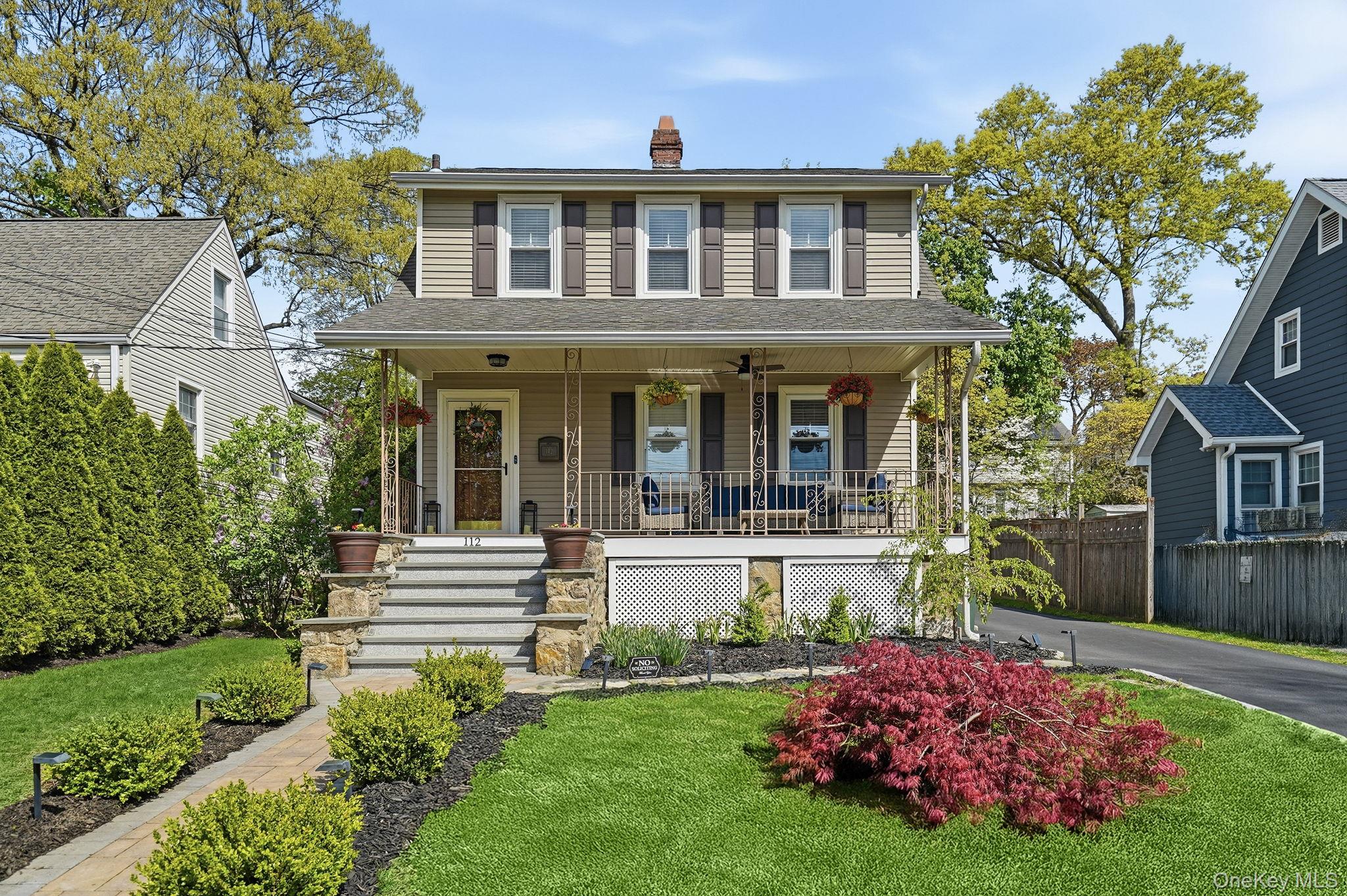 Welcome home to this beautifully renovated Colonial on a quiet, tree-lined street in Port Chester — where classic charm meets modern living! From the moment you arrive, the inviting front porch sets the tone for everything this home has to offer. The main level is designed for today's lifestyle, featuring a sun-filled living room with gleaming hardwood floors, a generous formal dining room perfect for entertaining, and a freshly refreshed kitchen (2025) with painted cabinetry, brand new flooring, granite countertops, and stainless steel appliances. A full bathroom refreshed in 2021, mudroom, and direct access to your private outdoor retreat — complete with a stone patio, automatic lawn sprinkler system, and fully fenced yard perfect for pets, play, and entertaining — round out the first floor beautifully.Upstairs, three comfortable bedrooms are served by a fully renovated marble primary bathroom (2021) featuring dual sinks — done to a high standard and completely move-in perfect. A brand new stair railing adds a fresh, modern touch to the home's classic character. The lower level adds serious value — 600 sq ft of flexible space ideal as a home office, playroom, gym, or media room, plus dedicated laundry and storage. The upgrades buyers care about are already done:Central air (2018)Newer roof and sidingPower lift garage doors on the 2-car detached garageEV charging plug — ready for your electric vehicleRing Alarm SystemLocated just minutes from Metro-North, Port Chester's vibrant restaurant scene, and local shops — this truly turnkey home checks every box on today's buyer's wish list.Highest and Best Offers by Monday 5/4 & 6PM