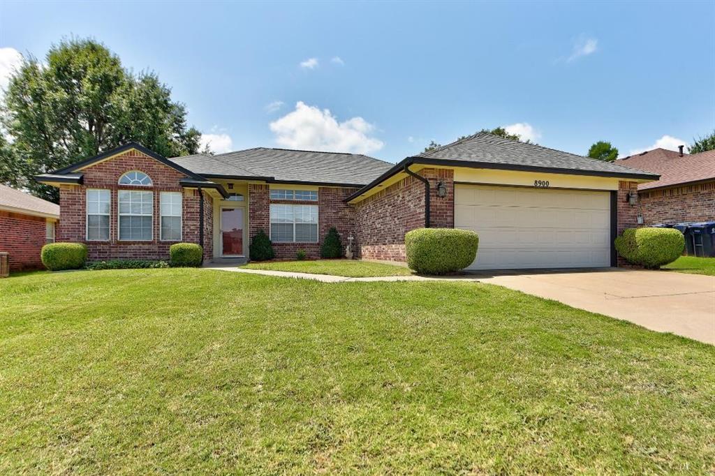 Don't miss this beautifully refreshed open floor plan home with warm wood floors throughout the main living areas as well as the primary bedroom.   Step into the gorgeous kitchen that boasts updated white cabinets with contrasting black granite overlooking the inviting living/dining area.  The spacious primary bedroom holds a king-sized bedroom suite comfortably and the primary bathroom has a wrap-around closet, separate shower and tub as well as a double vanity.  The secondary bedrooms are roomy with double closets in each.  Fully fenced backyard and open patio to enjoy outdoor family time. Close to shopping, elementary school and highway access to get around the metro with ease.   Its a must-see!