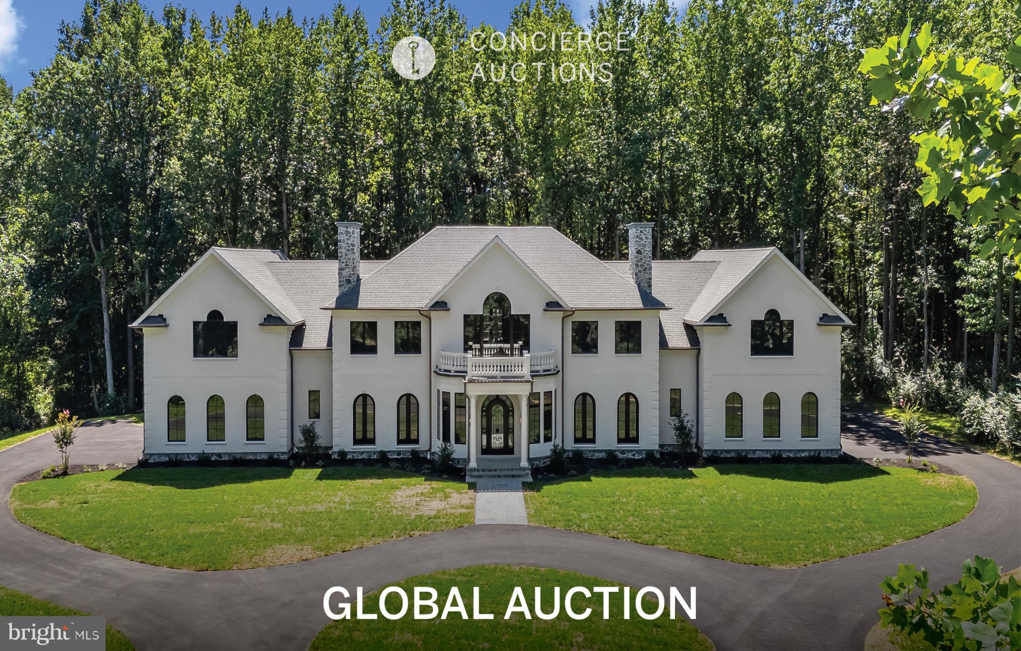 AUCTION: Bidder registration deadline: 5 November. Starting bids expected between $850K—$1.9M.Located down a winding private drive, this newly built all-brick Georgian estate occupies 65 secluded acres where a river meanders past hiking and riding trails and abundant wildlife. A grand circular drive leads to dual garages, while inside, 10-foot ceilings, Brazilian chestnut floors, custom crown molding, and Schonbek lighting reflect exceptional craftsmanship. Five fireplaces with slate hearths anchor the gathering spaces, and the chef's kitchen pairs Taj Mahal quartzite with Wolf and GE Monogram appliances and a full butler's pantry. Geothermal climate control completes a retreat minutes from I-95 and within easy reach of Baltimore, Washington, D.C., and Philadelphia. Property and opportunity details provided by seller or others; buyer to verify.