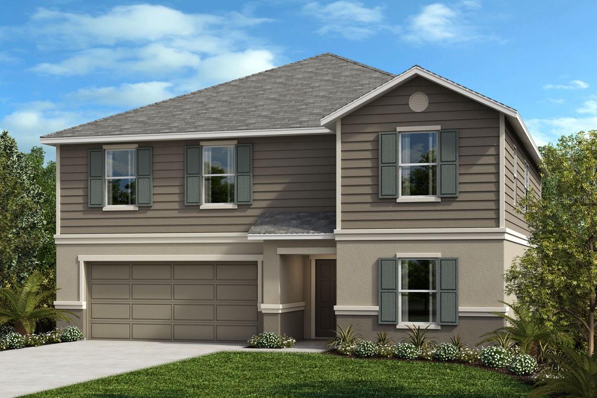 This stunning, two-story home showcases an open floor plan with plank flooring and a spacious great room. A downstairs bedroom and connecting bath are made for hosting overnight guests. Prepare meals in the modern kitchen, which boasts an island, walk-in pantry, Whirlpool® stainless steel appliances, 36-in. upper cabinets and granite countertops. Upstairs, a loft provides space for a home office or study area. The primary suite features a walk-in closet and connecting bath that offers a dual-sink vanity, granite countertops, garden tub and separate walk-in shower with tile surround.
