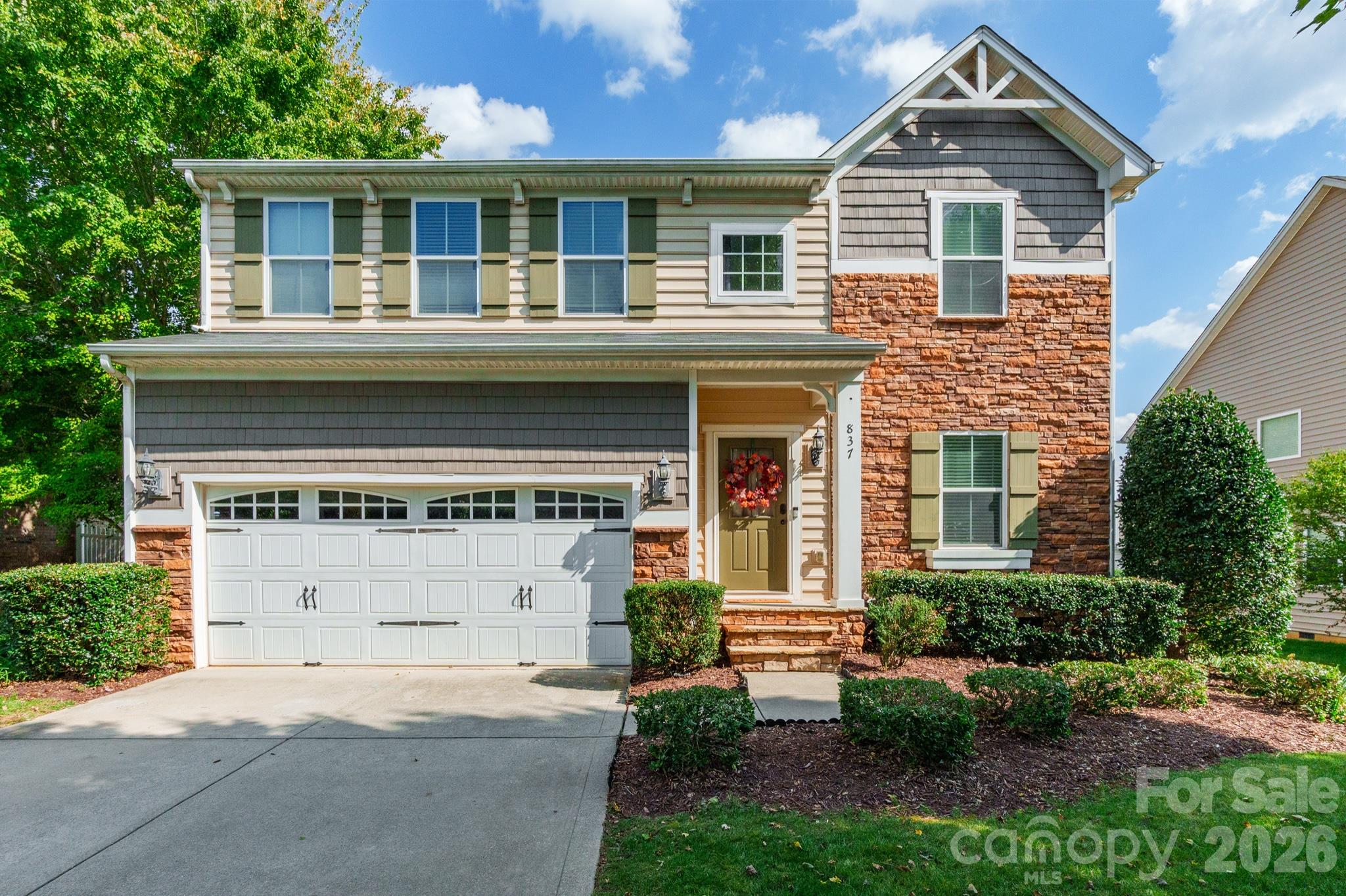 Welcome to 837 Lion Lane, a four-bedroom traditional home in Fort Mill's Fallbrook community. The main level, refreshed with new wood-look vinyl plank flooring in 2025, offers an open floor plan with a kitchen island and pantry, a dining area that flows into a bright sunroom, a family room with a gas-log fireplace, and a first-floor study that works as an office or flex space. A handy drop zone sits by the garage entry. Upstairs, new carpet (2022) leads to the primary bedroom, three additional bedrooms, walk-in closets and the laundry room. Outside, the fenced, level back yard features an extended composite deck (2023), irrigation (2023) and a fire pit. Fallbrook residents enjoy a lakeside clubhouse, outdoor pool, playground and year-round neighborhood events, all a short drive from shopping, Springfield Golf Club, the Anne Springs Close Greenway and I-77.