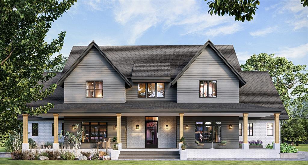 Modern Farmhouse with Striking Design and Thoughtful Details

This modern farmhouse blends timeless character with fresh, intentional design. The exterior showcases painted brick, classic lap siding, and carefully planned landscaping that frames a wide front porch. At its heart is a Monte Cristo front door—an impressive welcome into a foyer and living room that rises to a dramatic 21 feet.

On one side of the home, the primary suite offers a true retreat. The spa-like bathroom features a walk-in shower, freestanding tub, and an expansive walk-in closet. Just beyond, a private lounge provides the perfect spot to unwind with a book, morning coffee, or quiet conversation.

The living room’s soaring ceilings draw the eye upward, while a 12-foot-wide bi-slide patio door extends the space seamlessly to the outdoors. The kitchen is designed for both function and gathering, anchored by a substantial island and open to a dining area that easily accommodates large gatherings. A separate prep kitchen and walk-in pantry—complete with a dedicated wine area—deliver abundant storage and convenience. Nearby, an office and generous mudroom add everyday practicality.

Upstairs, three spacious bedrooms and two full baths are joined by a versatile loft and a media room, making it easy to enjoy game night, movie marathons, or simply relaxing with family.

Set on a serene 2-acre lot, the back porch overlooks peaceful views that invite you to slow down. With room to add your favorite pool design, this property can transform into your own private oasis.

This home is more than a floor plan—it’s a place designed for living, entertaining, and creating lasting memories.