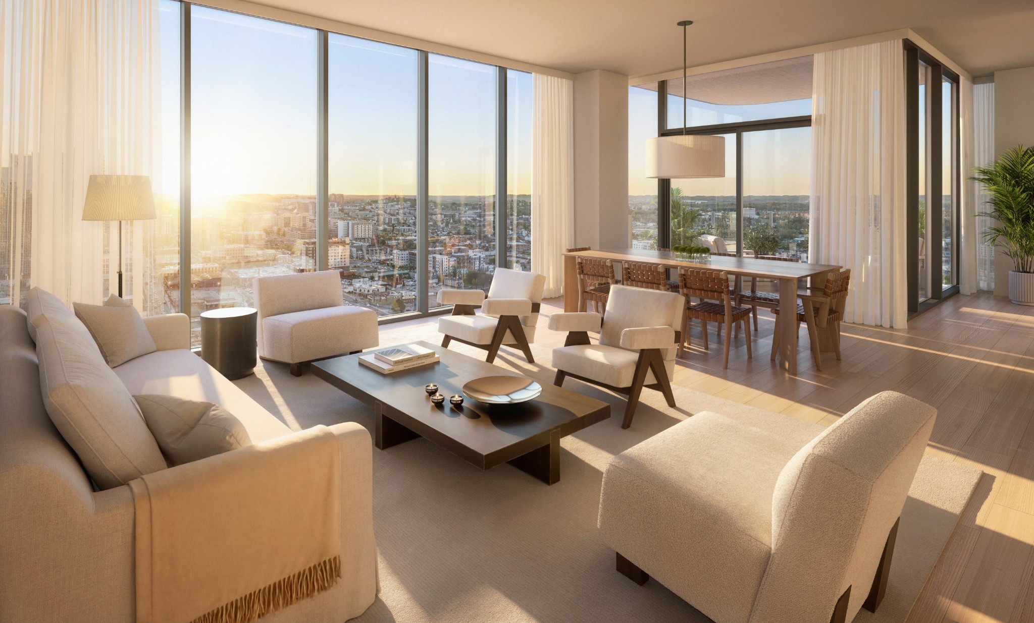 Authentic EDITION style has arrived in Nashville. Legendary service meets sophisticated luxury and seamless urban connectivity in an offering unlike any other in Music City. Perched atop The Nashville EDITION, The Residences at The Nashville EDITION comprise a curated collection of unique homes and restorative amenities. Residence 2603 is a four-bedroom, four-and-a-half-bathroom home with 4,393 sf of interior space and 2 private terraces framing sweeping northeast & southeast-facing views of Nashville, featuring soaring 10'+ ceilings, wide-plank white oak floors, and floor-to-ceiling windows. An entry gallery leads to an expansive living and dining area. The chef’s kitchen, with views over Downtown & Nashville Yards, showcasing custom white oak cabinetry, Oroluce slab countertops and backsplash, a Miele appliance suite, and a wine refrigerator. The primary suite features an ensuite bathroom with a freestanding soaking tub, Porcelanosa tile, a travertine vanity, and brushed bronze fixtures. The secondary bedrooms include an en-suite bathroom with refined finishes. Residence owners enjoy a suite of resident-only private amenities, including a fitness center, sports simulator, terrace with grill and dining stations, lounges, a game/screening room, a private dining room with catering kitchen, and valet parking. Owners benefit from premium services and priority access to EDITION Hotel’s amenities including the open-air 50’ heated saltwater pool with cabanas, bar and restaurant service, and sweeping views of Music City. Inside, the EDITION’s signature stair, double-height restaurant & bar, spa, lounges, and private event spaces are perfect for intimate or grand gatherings. Residents have access to EDITION Hotel services including 24-hour concierge & security, personal training, and event planning – all designed to deliver EDITION’s signature blend of boutique intimacy and world-class service. Illustrations are artist’s depictions only and may differ from completed work.