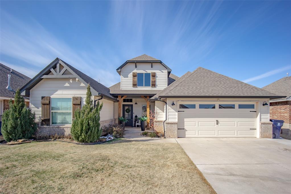 Absolutely stunning home in the heart of The Grove of Edmond. Ideal location offering remarkable sunset views. Fourth bedroom has been converted into bonus/living/study space with dry bar. Total of 3 living/common areas. The main hub of this home is an open concept that integrates the main/formal living, kitchen area and dining spaces. Several upgrades including a cascading (waterfall) quartz kitchen island with updated kitchen hardware and paint, as well as, new light fixtures throughout the home. Complete list of available upgrades available upon request. The backyard is truly an oasis and an exceptionally rare find. 7' Artesian Kona Elite Spa to remain with property with  acceptable offer. Partial privacy fence installed in backyard. Neighborhood amenities include a fitness facility, 2 pools, 2 clubhouses, multiple ponds, playgrounds/parks, and walking trails. This is a fabulous home and immaculately well maintained!