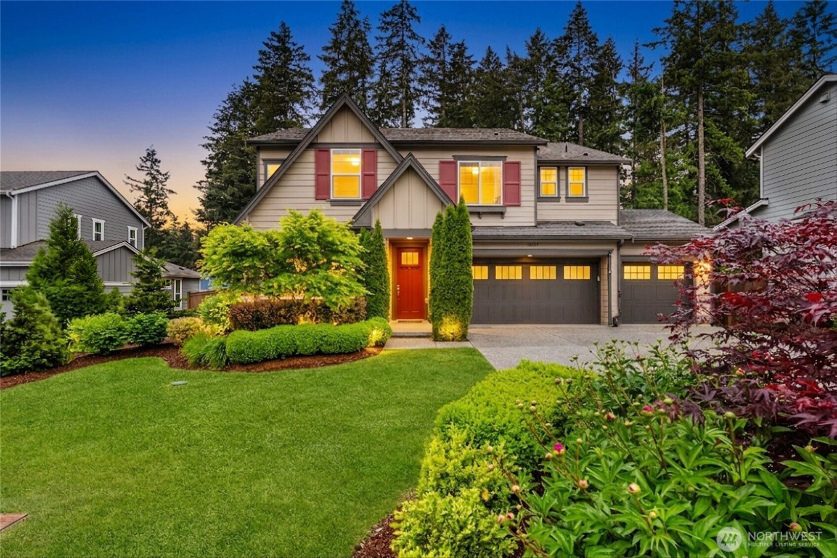 Welcome to Cedarcroft by Toll Brothers, where thoughtful design and quality craftsmanship define this beautifully upgraded home in a desirable Renton community. Offering 3,290 sqft, this spacious residence features premium finishes throughout, including hardwood floors, and custom California Closets throughout. The expansive living room serves as the heart of the home, offering a generous gathering space for everyday living and entertaining, along with a built-out office area for added flexibility. The chef’s kitchen is designed for both function and style, featuring quartz countertops, stainless steel appliances, an oversized island, and a large walk-in pantry with custom built-ins. Upstairs, the spacious primary suite provides a private retreat, while well-sized secondary bedrooms offer versatility for guests, hobbies, or additional living needs. Step outside and relax with the fully fenced, level backyard with an extended patio, gas line for your bbq, hot tub and retractable awnings—perfect for year-round outdoor enjoyment. Additional features include a 3-car garage, oversized driveway, garage storage racks, and included generator. Ideally located near top-rated amenities, commuter routes, and outdoor recreation, this Cedarcroft home offers exceptional comfort, functionality, and modern living.