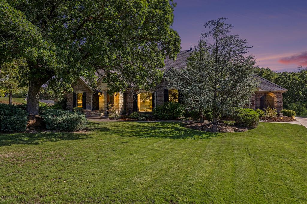 Take a step into an expanse of luxury and comfort with this beautiful home in East Edmond, with quick access to Lake Arcadia, I-35, Turnpike, and close to major shopping, eateries, and lifestyle! Long driveway welcomes you to this meticulously maintained lawn and landscapes! Mature trees keep the front yard looking like something out of a movie and sprinklers keep the landscapes looking lush! Entry is greeted by a formal dining to the right with ample space to entertain the masses or provide a quaint and private dinner! A few more steps into a gi-normous living area with wood floors, gas log fireplace (with remote), built-in surround speakers, updated ceiling fan (also with remote), and blessed with plenty of natural light! Kitchen is dialed-in with built-in stainless appliances, gas cooktop, decorative hood, and a sizeable walk-in pantry access by the breakfast area! Primary bedroom is also blessed with space to handle most layout options and includes plenty of sunlight and another updated ceiling fan! En suite with whirlpool tub, step-in shower, dual vanities, throne room, a huge walk-in with built-ins, updated fixtures and mirrors! Study or 4th bed and guest bath across the hall from the primary and designed to impress with a walk-in closet! Split across the home are 2 additional bedrooms with jack and jill bath with dual vanities, walk-in or step-in closets, ceiling fans, and ample layout options! Secluded laundry room close by with mud sink, built-ins, and hanging rack! The yard is impressive and provides you something to live for! Wrought iron fencing with multiple gates for pet run and loved one's safety! In ground shelter close by, gardening options and plenty of room to add-in whatever your budget and/or heart desires! You get a clean slate with 1.16 acres (mol)! Home has been updated with new paint colors, some new fixtures and so much more to enjoy! Take the video and 3D tours to make sure the layout fits your needs. Then call for a private viewing!