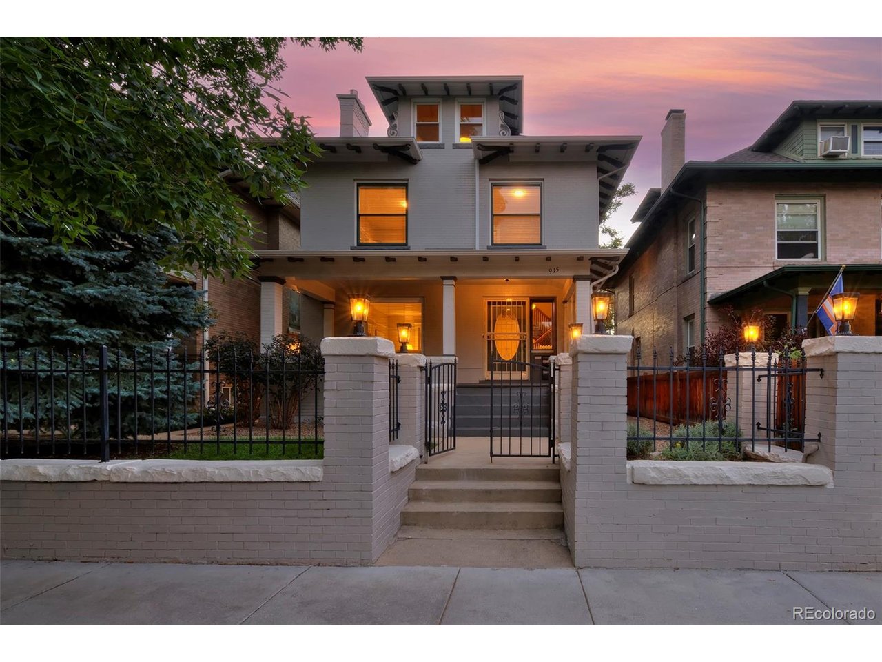 This centrally located 3-story Denver Square has the ideal house-hack set-up with a main house that features 5 bedrooms and 3 bathrooms including a spacious primary suite with gas fireplace, 5-piece en-suite bathroom and spacious walk-in closet. There are beautiful original details throughout balanced with updated finishes in the kitchen and bathrooms. The basement was fully finished in 2018 and has an exterior entrance making it the perfect income opportunity (long-term tenant +/-$21,000/year or short-term +/-$30,000/year) or ADU/In-Law Suite! The basement has easy-to-maintain luxury vinyl plank flooring, high ceilings, egress windows in both bedrooms, white tile in the bathroom and an open kitchen with white cabinets, a quartz countertop and a full suite of appliances including a range, dishwasher and full fridge. A detached garage plus 2 additional off-street parking spaces provides plenty of room for main home occupants plus tenants and/or guests. The backyard has a flagstone patio and grass area for the main house with a separate private patio for the basement apartment that could easily be rejoined. All of the "un-fun" stuff has been done including a new sewer line, new water line, 200 amp electric panel and radon mitigation system. This is the ideal location, walkable to Cheesman Park, Cap Hill shops/restaurants and a quick bike or ride share to downtown.