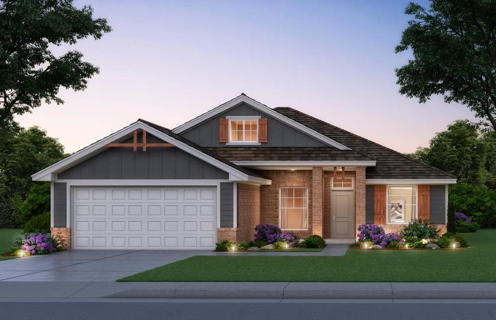 Currently under construction and available to reserve before completion, The Bella offers a thoughtful blend of style, comfort, and smart design. The open concept layout creates an inviting flow between the spacious living area and kitchen, where a large island overlooks the main living space and a cozy fireplace provides a warm gathering spot for everyday living and entertaining.The chef inspired kitchen is designed for both function and style with stainless steel Samsung appliances, a five burner gas range, quartz countertops, farmhouse sink, soft close cabinetry, under cabinet lighting, and a large pantry. The L shaped configuration and oversized island provide generous prep space and an efficient workflow. A versatile flex room with a sliding barn door offers flexible space for a home office, media room, or hobby area.The private primary suite is thoughtfully separated from the secondary bedrooms and features a soaking tub, tiled shower, and spacious walk in closet. Wood look tile extends throughout the main living areas, while energy efficient features including a tankless water heater provide added convenience and value.Located in Bellatona with convenient access to the University of Oklahoma, Lake Thunderbird, I 35, shopping, and dining, this home offers a comfortable setting for enjoying both home and the surrounding area. Schedule a private tour to experience The Bella and explore the opportunity to reserve this home before construction is complete.