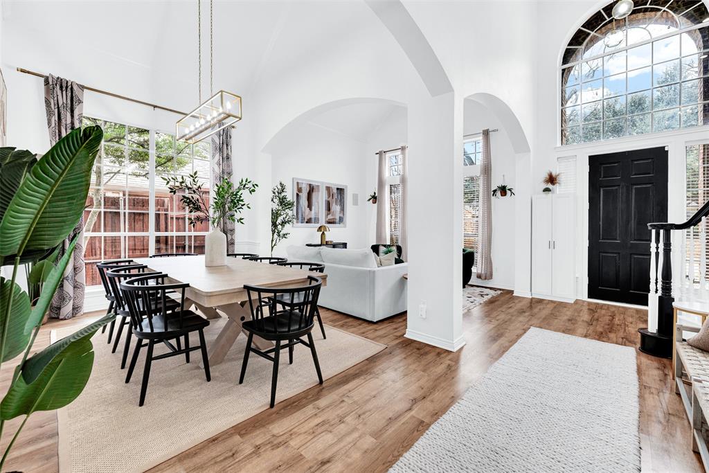 *** REDUCED TO $699,000 FOR OFFER BY SUNDAY AT 6:00PM - OPEN HOUSE SATURDAY APRIL 11th FROM 1-4 PM *** Absolutely stunning and upgraded home by Huntington Homes is nestled on a treed lot in popular Highland Ridge! Fabulous floorplan offers you four bedrooms, three living areas and a backyard that will have you pining for warm weather so you can jump into the crystal clear pool! Upscale upgrades greet you in nearly every room including luxury vinyl plank floors throughout, designer chandeliers, luxury window shades, in-wall speakers and Smart dimmable switches (Alexa compatible) just to start! The formal living and dining room are open to the foyer, accented by a gracefully curved staircase and lead to a family room with sunny windows, gas log fireplace and built-in storage cabinets. The gourmet kitchen as extensively updated in 2023 with quartz counters, Bosch dishwasher, oven, painted cabinets and reverse osmosis water filtration system. The adjacent breakfast nook has additional cabinets and overlooks the pool. Your sumptuous primary bedroom and bath were also updated in 2023!  You'll feel like royalty with a charming accent wall, barn door to the bath, his & her temperature-controlled mirrors, light fixtures, faucets, shower tiles and shower set. A second bedroom is down with adjacent full bath - would also make a wonderful private home office.  Upstairs you'll enjoy the open game room overlooking the foyer, plus two oversized bedrooms with spacious walk-in closets sharing a fully remodeled jack-n-jill bath. The backyard is summer-ready with a perfect covered patio leading to an updated (2023) chlorine pool: deck resealed and pump, filter and pool vacuum parts replaced.  The ERC neighborhood features two community pools, playground, sports court and tennis courts, as well as access to Russell Creek Park with soccer, cricket, and softball fields, miles of walking paths and a lake. Close to 121, DNT, Legacy West and more!