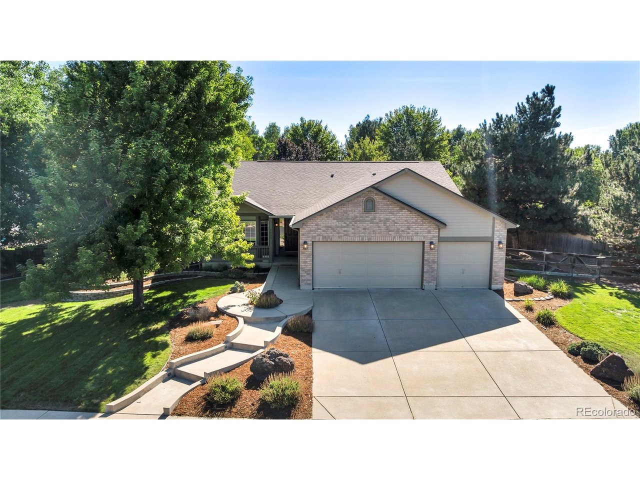 Welcome to this beautifully maintained 3-bed, 2.5-bath ranch-style home with an oversized 3-car attached garage, offering 3,950 total sq ft on a spacious 16,636 sq ft lot in Frederick, Colorado with mineral rights included. This home comes loaded with included upgrades, furnishings, and equipment.  The main level features a versatile front bedroom ideal for an office or guest room, spacious living and dining areas, and a well-appointed kitchen with GE 5-burner gas cooktop, double ovens, microwave, dishwasher, refrigerator, and breakfast nook, that opens to a warm and welcoming family room centered around a stunning gas fireplace and includes a 5.1 surround sound system. The primary suite offers a 5-piece bath featuring a water closet. An additional bedroom, full bathroom, half bath, and laundry room complete the main level. You'll appreciate custom wood blinds, vertical blinds, and ceiling fans. The basement is packed with possibilities. Enjoy a home theater featuring an LG 4K Smart Projector, 120" powered screen, leather reclining theater seating, with built-in 7.2 surround sound with an included Denon receiver. The butler's pantry is plumbed for a future sink and showcases a wine fridge, microwave, an upright freezer, and lots of cabinet space. A large workbench provides the perfect workshop or hobby area. Outside, you'll love the oversized backyard featuring a 3-tier custom deck, deck furniture, a separately fenced dog run, and a built-in dog door. The garage offers built-in shelving plus a 580 sq ft attic for storage. Recent updates include a furnace and air conditioner, class 4 impact-resistant roof and gutters, and quality kitchen upgrades. Conveniently located near Carbon Valley Recreation Center, High Plains Library, downtown Frederick dining and coffee shops, schools, golf courses, I-25, Hwy 52, and Hwy 66. A spacious, upgraded ranch with exceptional storage, entertainment features, pet-friendly outdoor space, and room to make it your own.*MOTIVATED SELLER*