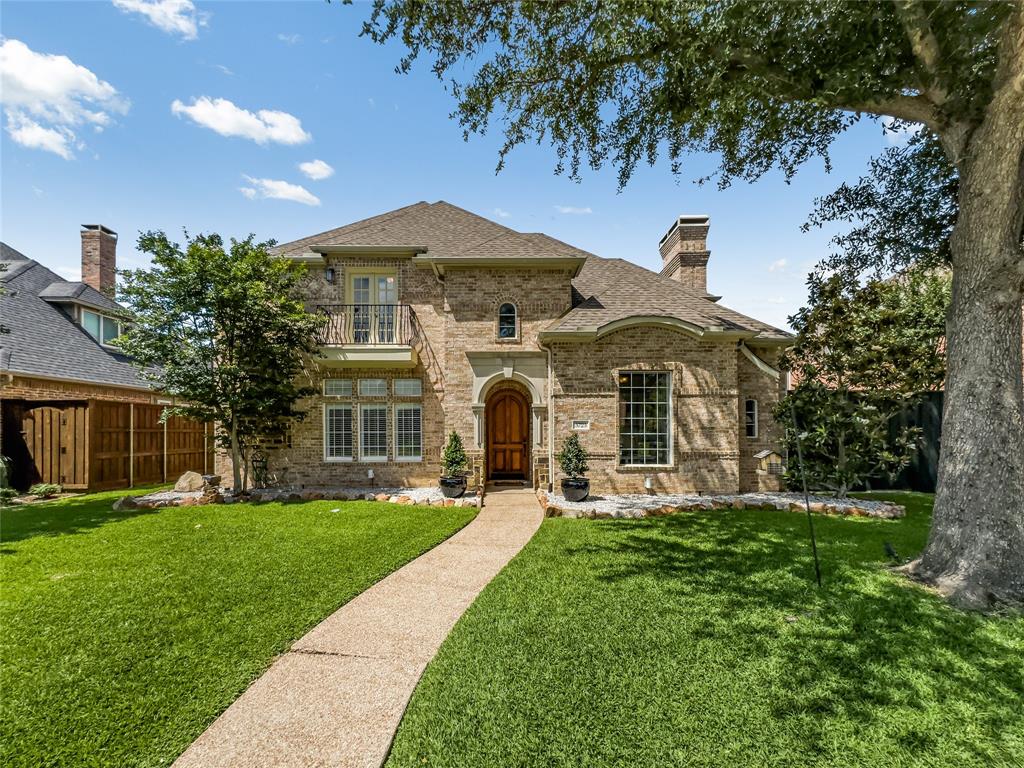 Windhaven, 4 Bedrooms, 3.5 BathsTucked within the prestigious Windhaven community, this distinguished residence balances timeless architecture with refined comfort. Soaring ceilings and a dramatic wall of windows bathe the living room in natural light, framing serene views of the private pool beyond.Every detail has been considered — rich crown moldings, handsome woodwork, wrought iron balusters, and travertine floors set a tone of quiet luxury throughout. Two fireplaces add warmth and character, while a butler's pantry and wet bar make entertaining effortless.The first-floor primary suite is a true retreat, offering direct pool views and a spa-inspired bath complete with dual vanities, a deep soaking tub, an oversized walk-in shower, and a generous walk-in closet. A private study on the main level provides a quiet refuge for working from home.Upstairs, three additional bedrooms — including one with a charming Juliet balcony — are complemented by a spacious family room, creating an ideal layout for both daily living and hosting guests.The chef's kitchen is the heart of the home: a large center island, gleaming granite countertops, custom cabinetry, and a new LG refrigerator make it as functional as it is beautiful. A whole-home water softener and filtration system delivers clean, purified water throughout. A fully built-out walk-in attic offers exceptional storage rarely found at this level.All of this within walking distance of K–12 PISD schools, and minutes from premier shopping, dining, entertainment, and the Dallas North Tollway.