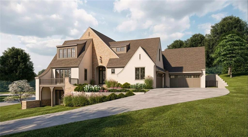 Introducing an extraordinary custom residence by Double Eagle Builders in the prestigious Village of Loch Lloyd, currently under construction and thoughtfully designed to combine timeless architecture with modern luxury living. Perfectly positioned on a stunning 0.66-acre walkout lot, this home offers nearly 7,000 finished square feet with an incredible blend of elevated design, functional living spaces, and resort-style setting.The striking exterior showcases steep architectural rooflines, expansive steel-style windows, elegant masonry detailing, and a dramatic side-entry 4-car garage design. Inside, the main level features soaring vaulted ceilings, a luxurious primary suite, private office/flex room, expansive great room, designer kitchen with oversized island and prep pantry, wet bar/gallery, screened porch, outdoor terrace, and seamless indoor-outdoor entertaining spaces.The walkout lower level was intentionally designed for entertaining and future expansion, including space for a golf simulator, game room, family room, wine display/storage area, exercise room, additional guest suite, bar/kitchenette, and extensive storage.Situated in one of Kansas City's most prestigious neighborhoods, this home captures sweeping views and exceptional curb appeal from every angle. Outdoor living areas are designed to accommodate future pool and entertainment spaces, creating a true private retreat.A rare opportunity to own a custom luxury home while still having the ability to personalize select finishes and details depending on the stage of construction.