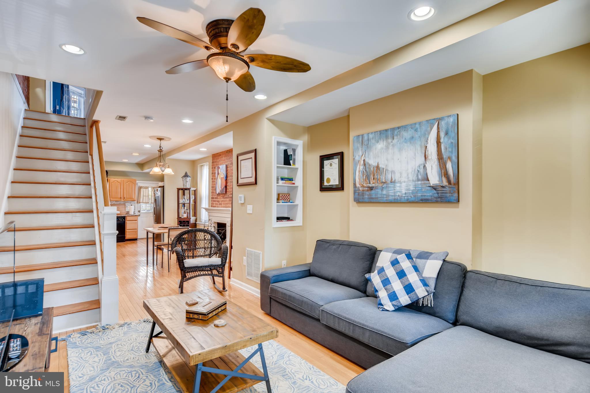 Welcome to this light-filled end-of-group townhome ideally located just steps from Canton Square, with beautiful water views from your front steps. Inside, you’ll find gleaming hardwood floors, granite countertops, a gas fireplace, and classic exposed brick. The two-level deck offers incredible city and water views perfect for entertaining or relaxing after a long day.  An unfinished basement provides excellent storage. Convenient to I-95 and I-83, Johns Hopkins, stadiums, shopping, grocery stores, and all the best of Canton. A fantastic layout for roommates, this one checks all the boxes!Monthly rent is priced at $2600/month; first month's rent and one month security deposit needed to move in ($5200). Utilities are not included in the price. Verifiable income of at least 3x monthly rent and 650 minimum credit score is necessary to qualify. Pets are allowed and will be considered on a case to case basis.