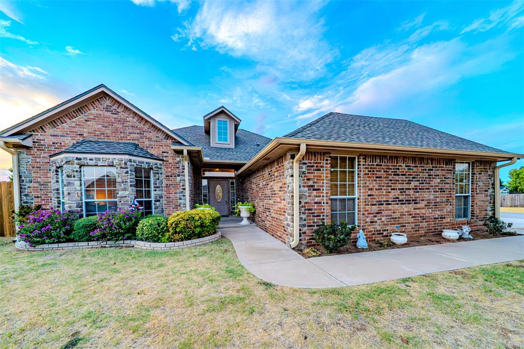 This home will give you all of the warm, comfy feelings that you want in a home. Located in Remington Place Estates in Norman which offers a serene neighborhood. You'll find friendly families, well kept yards and an occasional neighborhood event celebrating the holidays. Location is convenient to I-35 and close to Blanchard and Newcastle. The split floor plan, primary bedroom, bathroom and closet is what many people search for in a home. The spacious living room has windows that allow the beautiful sunlight inside. Step outside, and you’ll discover a backyard designed for enjoying life! Take a dip in the refreshing pool, relax or entertain on the large deck, challenge friends and family to a game of horseshoes, or let your four-legged companions enjoy their own designated pen with a concrete pad. There’s plenty of room to make the most of Oklahoma’s beautiful days and create lasting memories with family and friends.There is a nice 20x20 outbuilding with a garage door in the backyard as well.