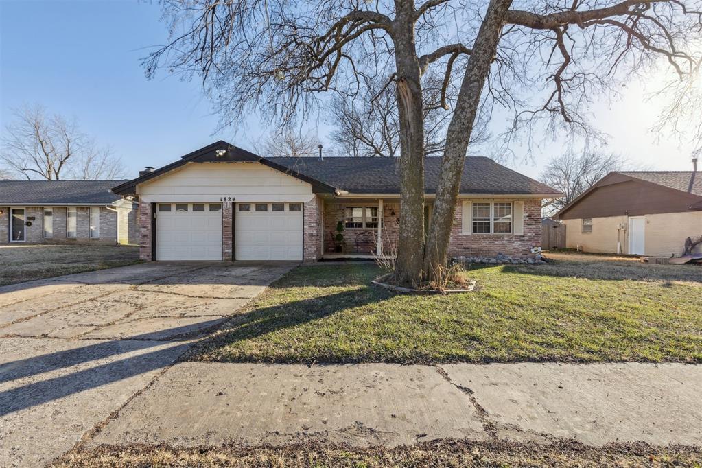 This thoughtfully designed 3-bedroom, 2-bath home offers a refined blend of comfort and versatility and is conveniently located near Campus Corner in Norman. Covered front porch and a back patio create inviting spaces for everyday living and entertaining. The divided 2-car garage is equipped with a mini-split system, offering flexible, climate-controlled use and can easily be converted back to a traditional garage if preferred. The home features a double oven and includes the washer, dryer, and refrigerator for added convenience. An in-ground storm shelter accommodating approximately 7–10 people is located in the garage. Additional highlights include a mostly new fence, a reverse osmosis water filtration system, and the seller is offering to install new carpet in the two bedrooms upon request. Thoughtfully designed and well-appointed, this home is ready to impress. Buyer to verify all information is correct.