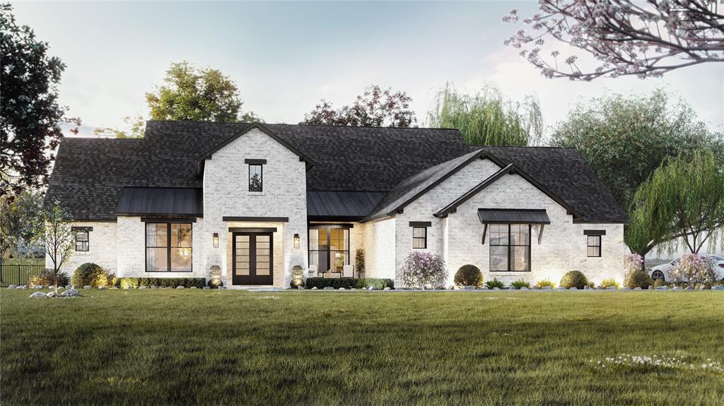 Walk to the lake from this stunning new one-story home by Olivia Clarke Homes, offering 3,840 sq. ft. of luxury living on a rare half-acre wooded lot in The Arbors at Lakewood Village. Backing to mature trees for exceptional privacy and serene views, this thoughtfully designed home features 4 bedrooms with private en-suite baths, a dedicated study, and a spacious game room. The open-concept living area is anchored by a chef's kitchen with a 48-inch built-in refrigerator and freezer plus a morning kitchen with pantry. Oversized windows fill the home with natural light and showcase the beautiful wooded backdrop. The luxurious primary suite offers a spa-inspired bath with freestanding soaking tub and separate his-and-her walk-in closets. Additional highlights include abundant storage, a 4-car garage, and an oversized covered patio with outdoor fireplace. Designer finishes, soaring ceilings, and quality craftsmanship are showcased throughout. The expansive backyard offers ample space for a future pool, outdoor living area, or private retreat while maintaining peaceful views of the surrounding trees. Located in sought-after Lakewood Village, residents enjoy a relaxed lakeside lifestyle with convenient access to shopping, dining, entertainment, and top area amenities. Enjoy NO HOA, NO MUD, and NO PID taxes. This home is under construction.  Available late summer to fall 2026.